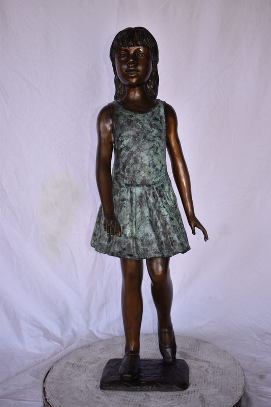 Young Ballerina Performing at A Show Bronze Statue Size: 14" x 14" x 41"H