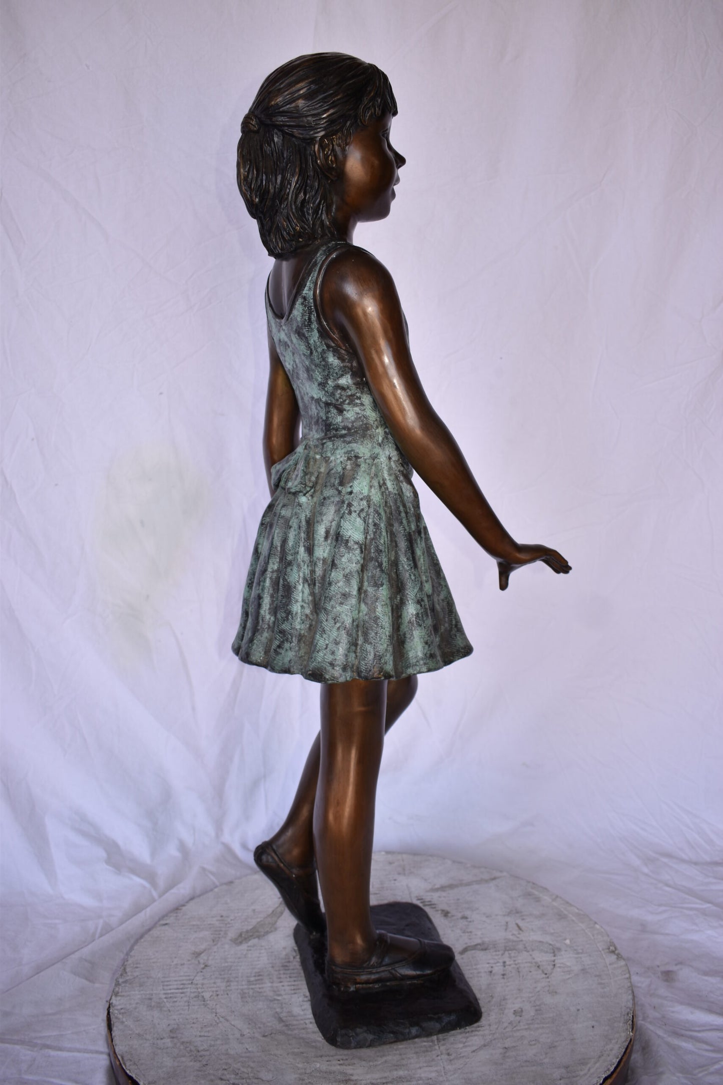 Young Ballerina Performing at A Show Bronze Statue Size: 14" x 14" x 41"H