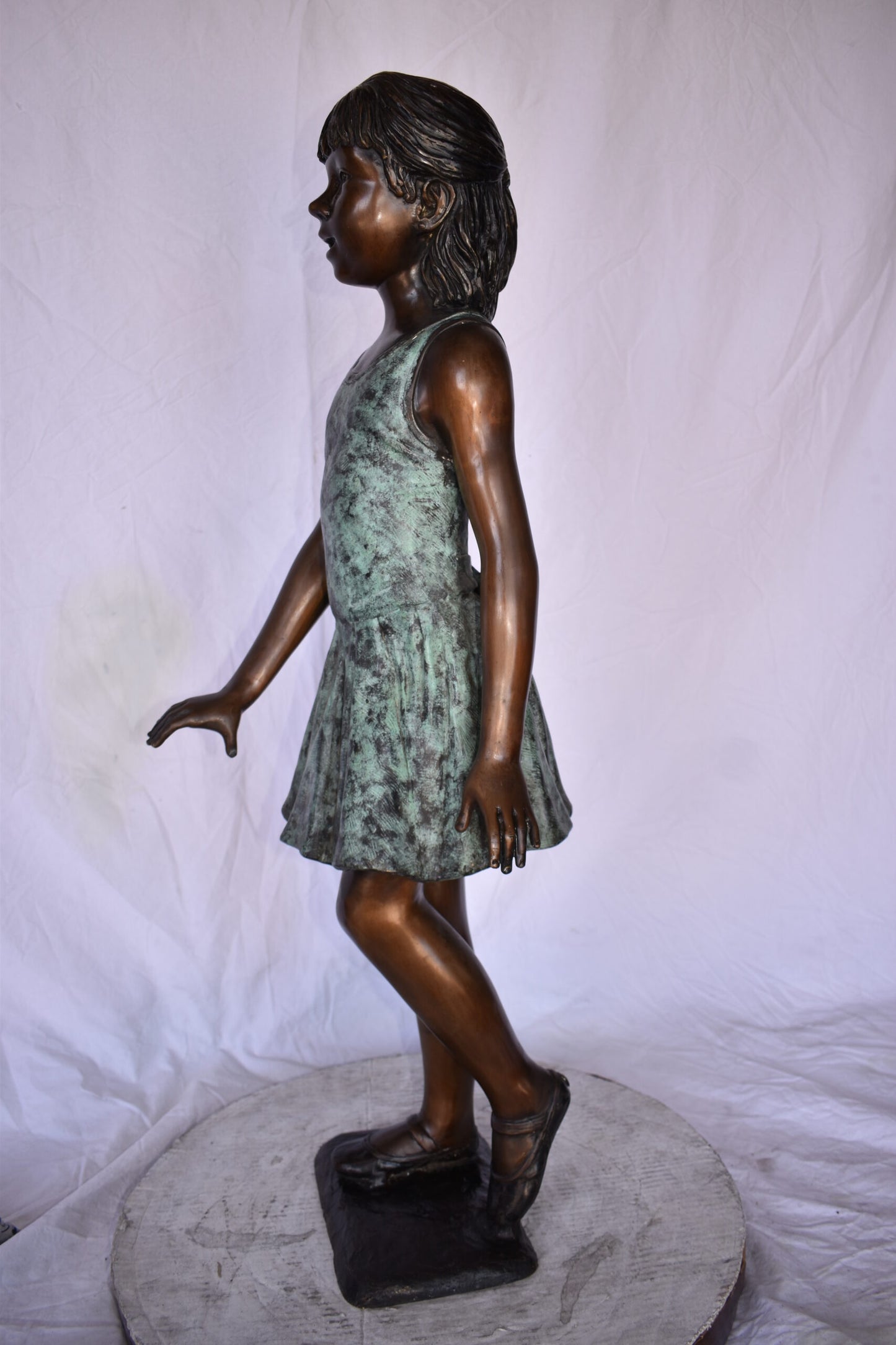 Young Ballerina Performing at A Show Bronze Statue Size: 14" x 14" x 41"H