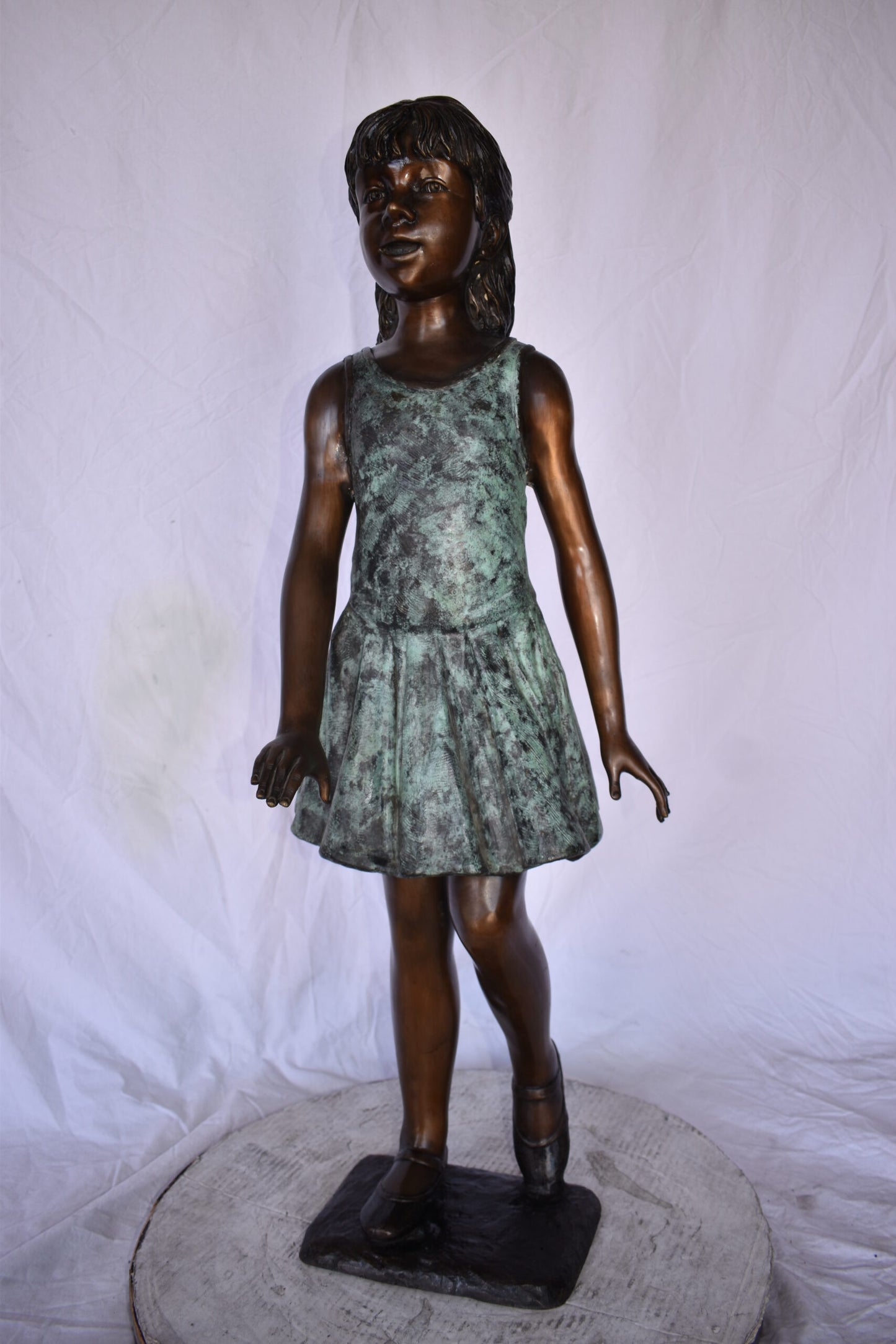 Young Ballerina Performing at A Show Bronze Statue Size: 14" x 14" x 41"H