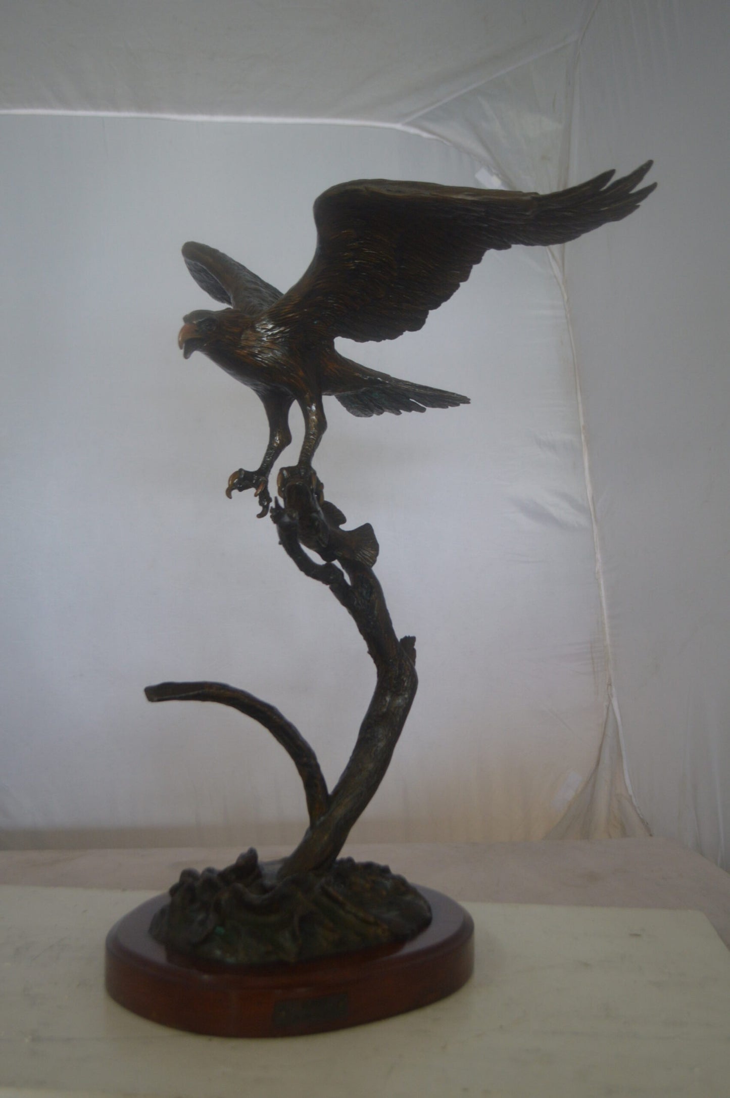 Osprey Eagle Bronze Statue by Carl Wagner  -  Size: 28"L x 14"W x 28"H.