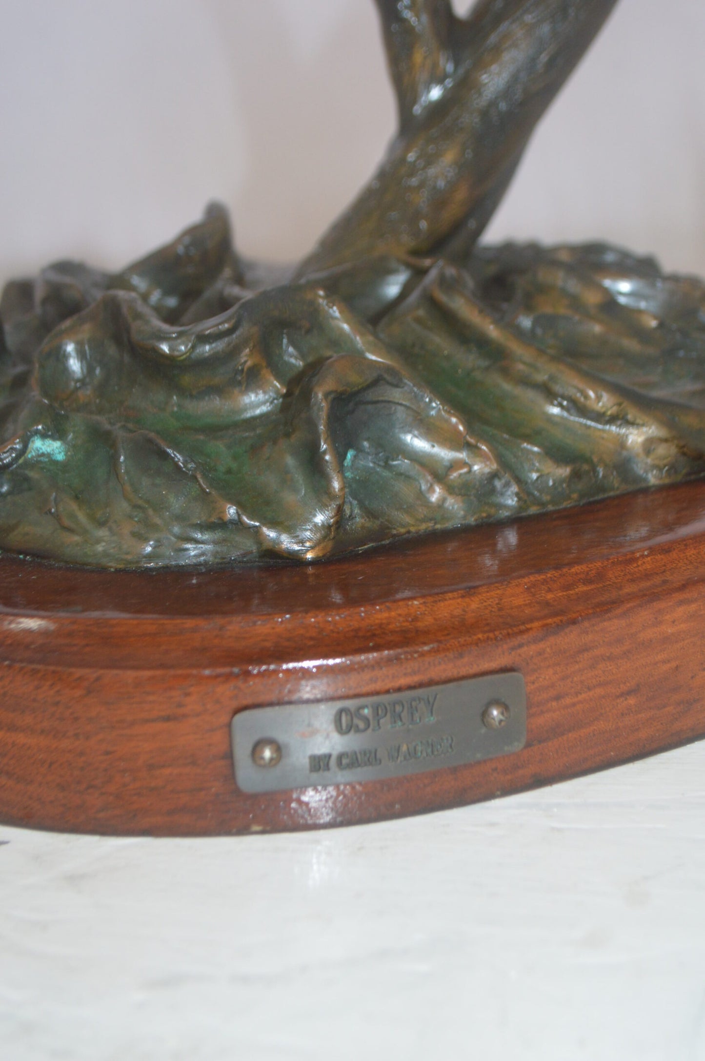 Osprey Eagle Bronze Statue by Carl Wagner  -  Size: 28"L x 14"W x 28"H.