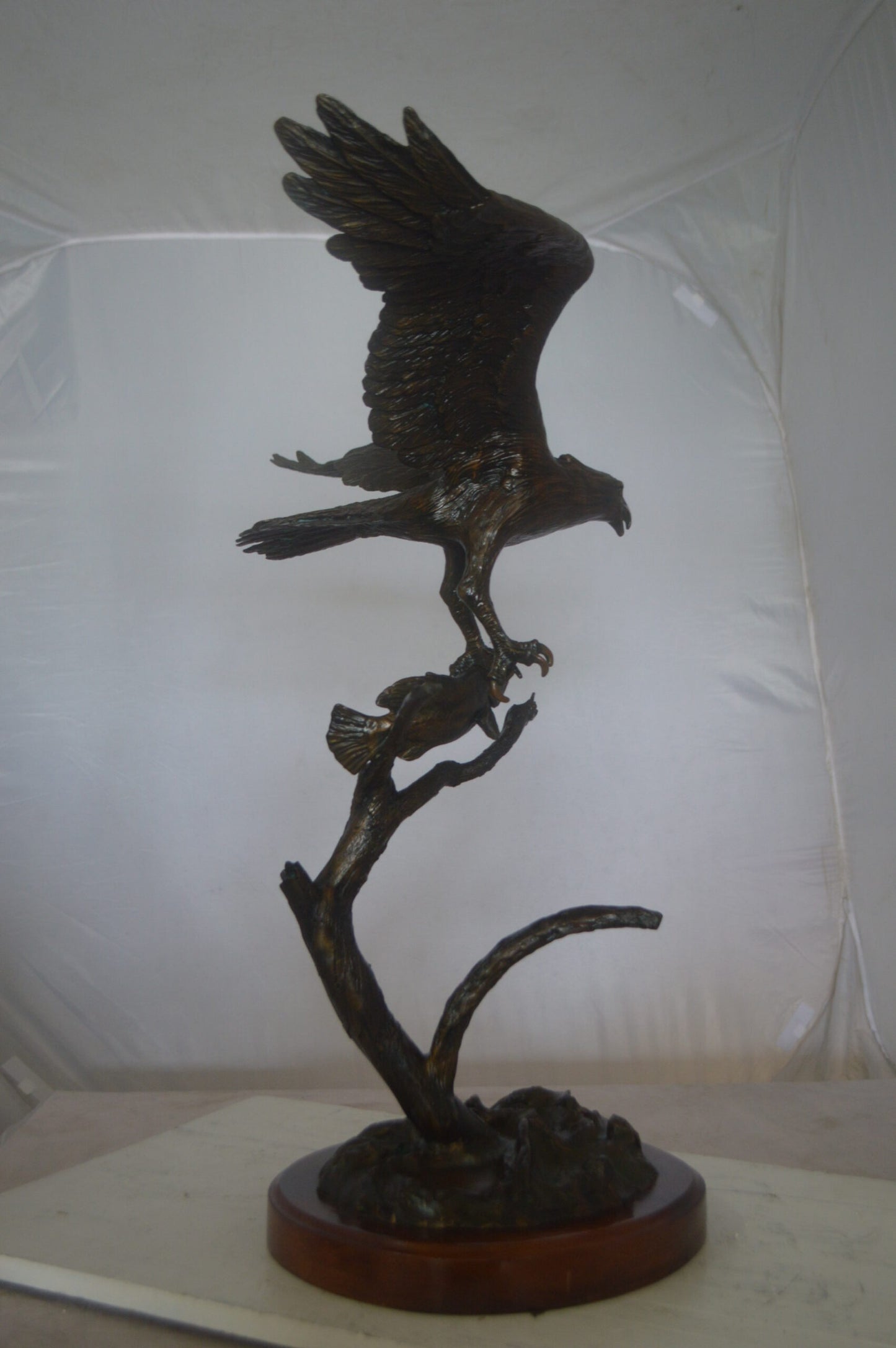 Osprey Eagle Bronze Statue by Carl Wagner  -  Size: 28"L x 14"W x 28"H.