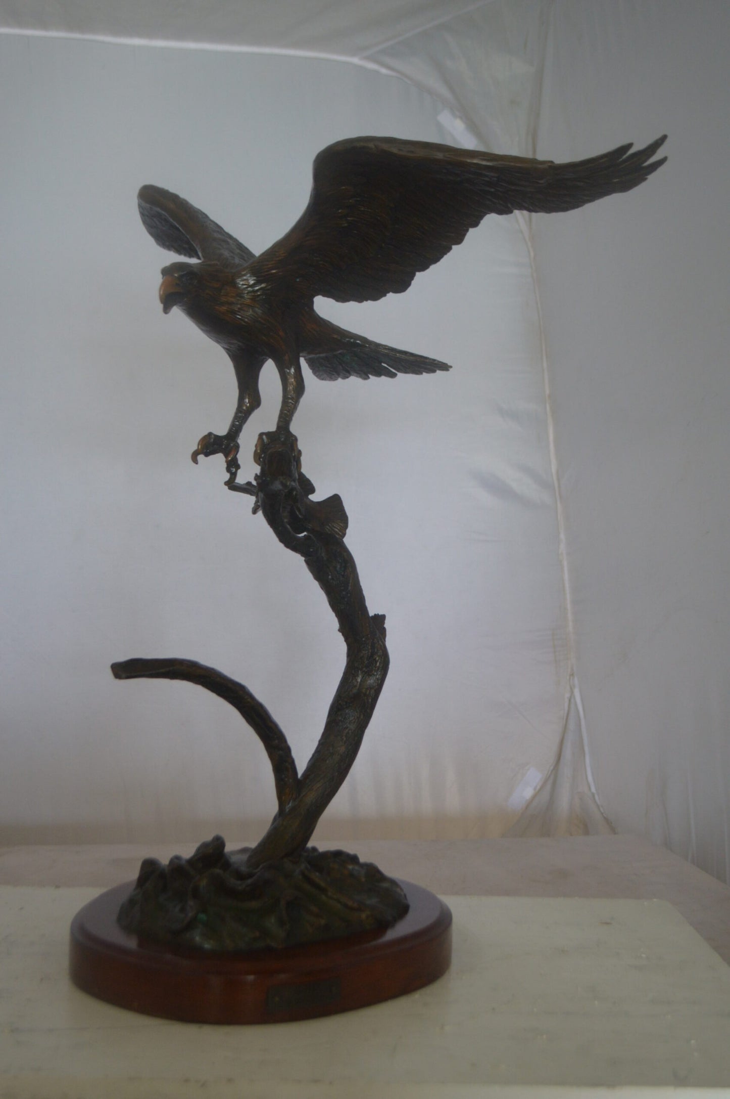 Osprey Eagle Bronze Statue by Carl Wagner  -  Size: 28"L x 14"W x 28"H.