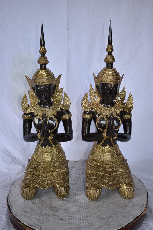 Thepphanom Made of Bronze with gold finish statue Size: 9" x 10" x 29"H