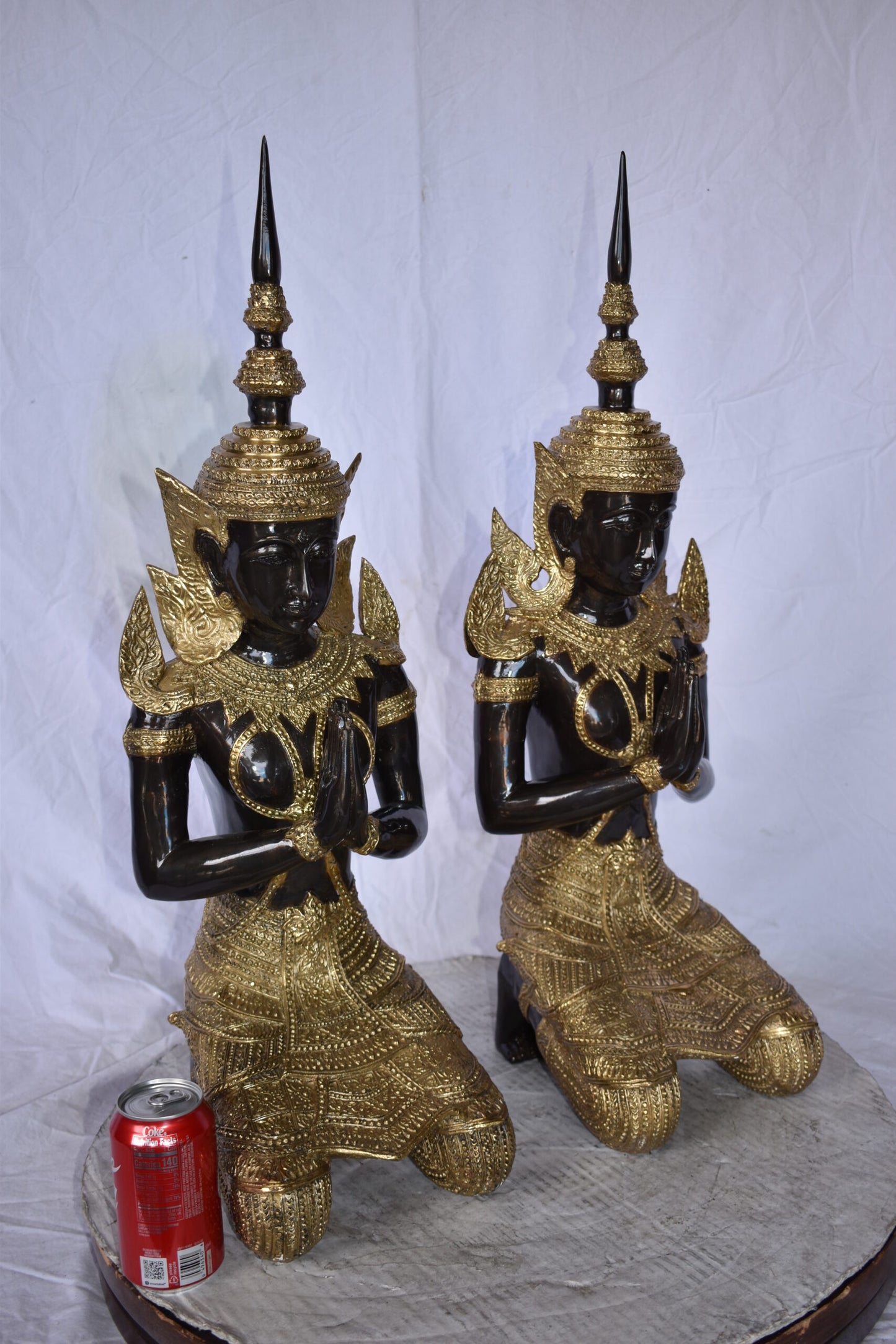 Thepphanom Made of Bronze with gold finish statue Size: 9" x 10" x 29"H
