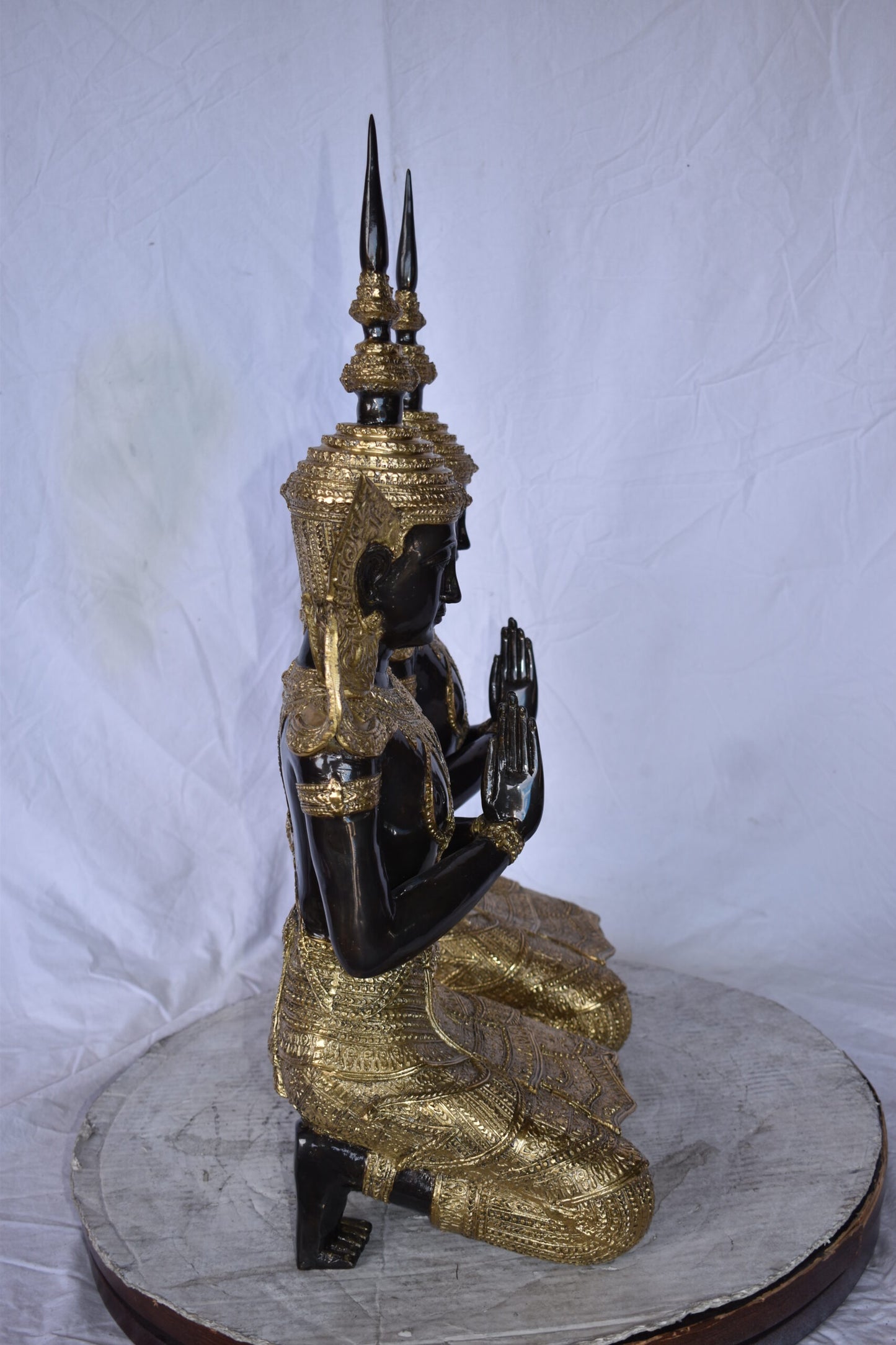 Thepphanom Made of Bronze with gold finish statue Size: 9" x 10" x 29"H