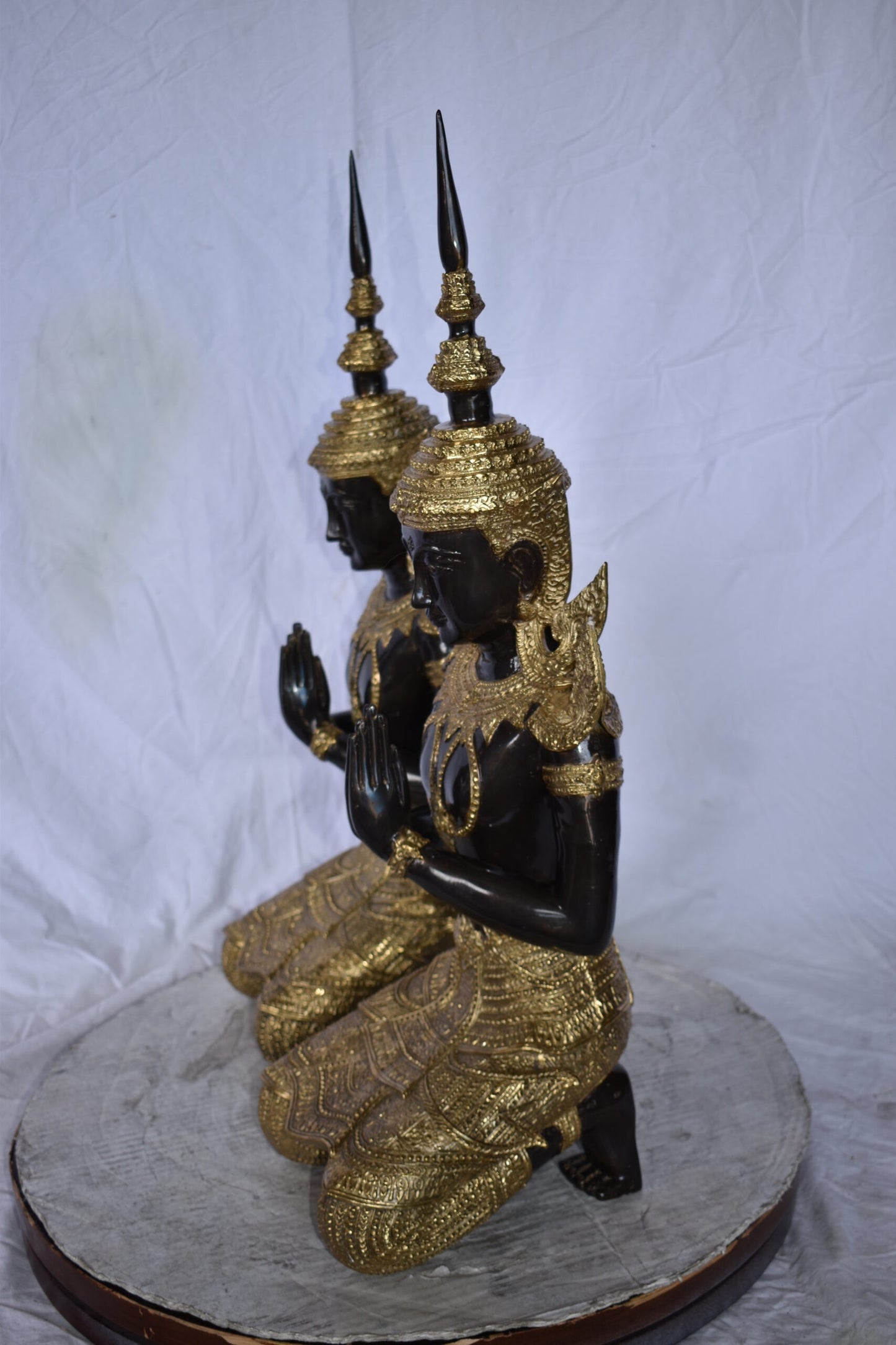 Thepphanom Made of Bronze with gold finish statue Size: 9" x 10" x 29"H