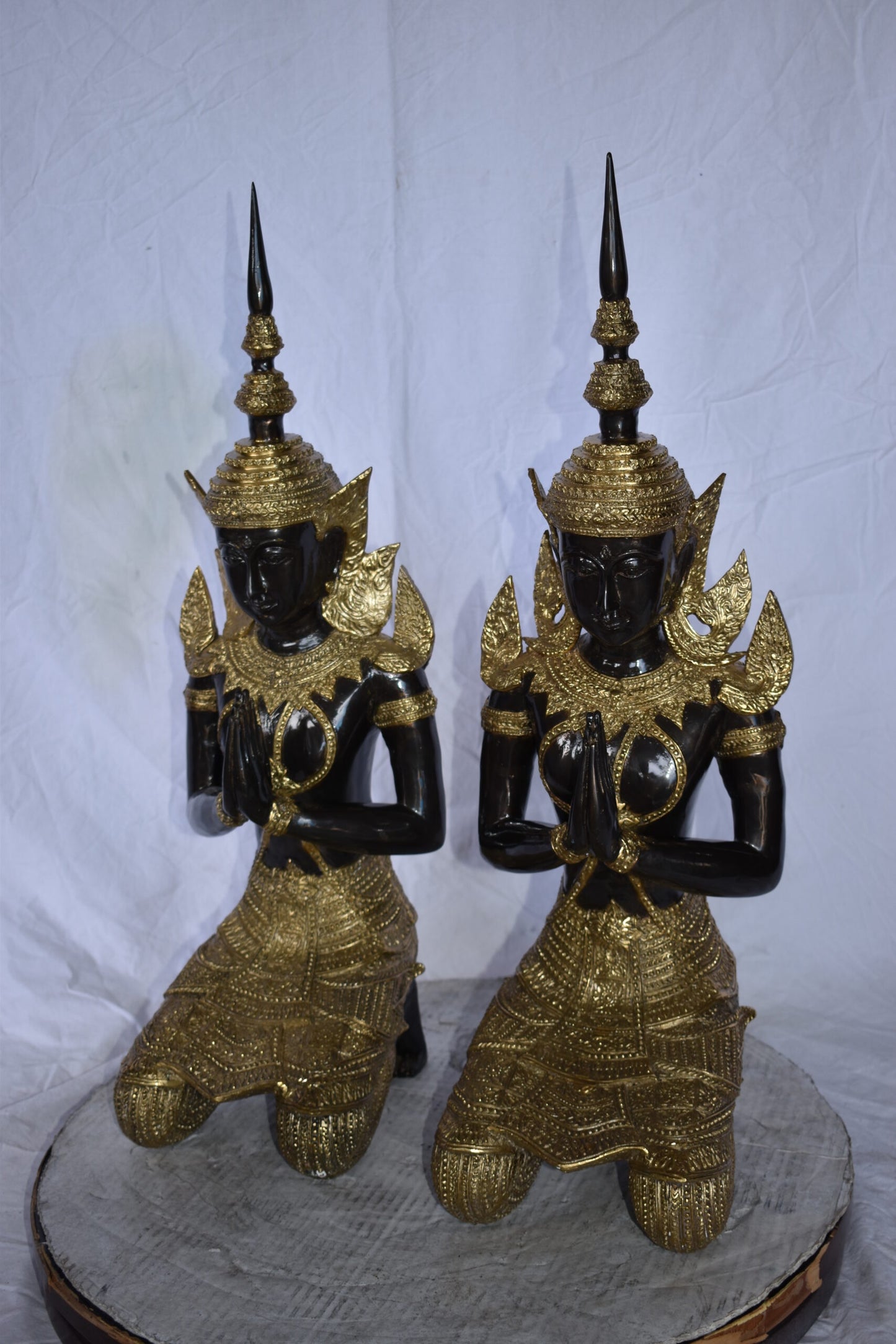 Thepphanom Made of Bronze with gold finish statue Size: 9" x 10" x 29"H