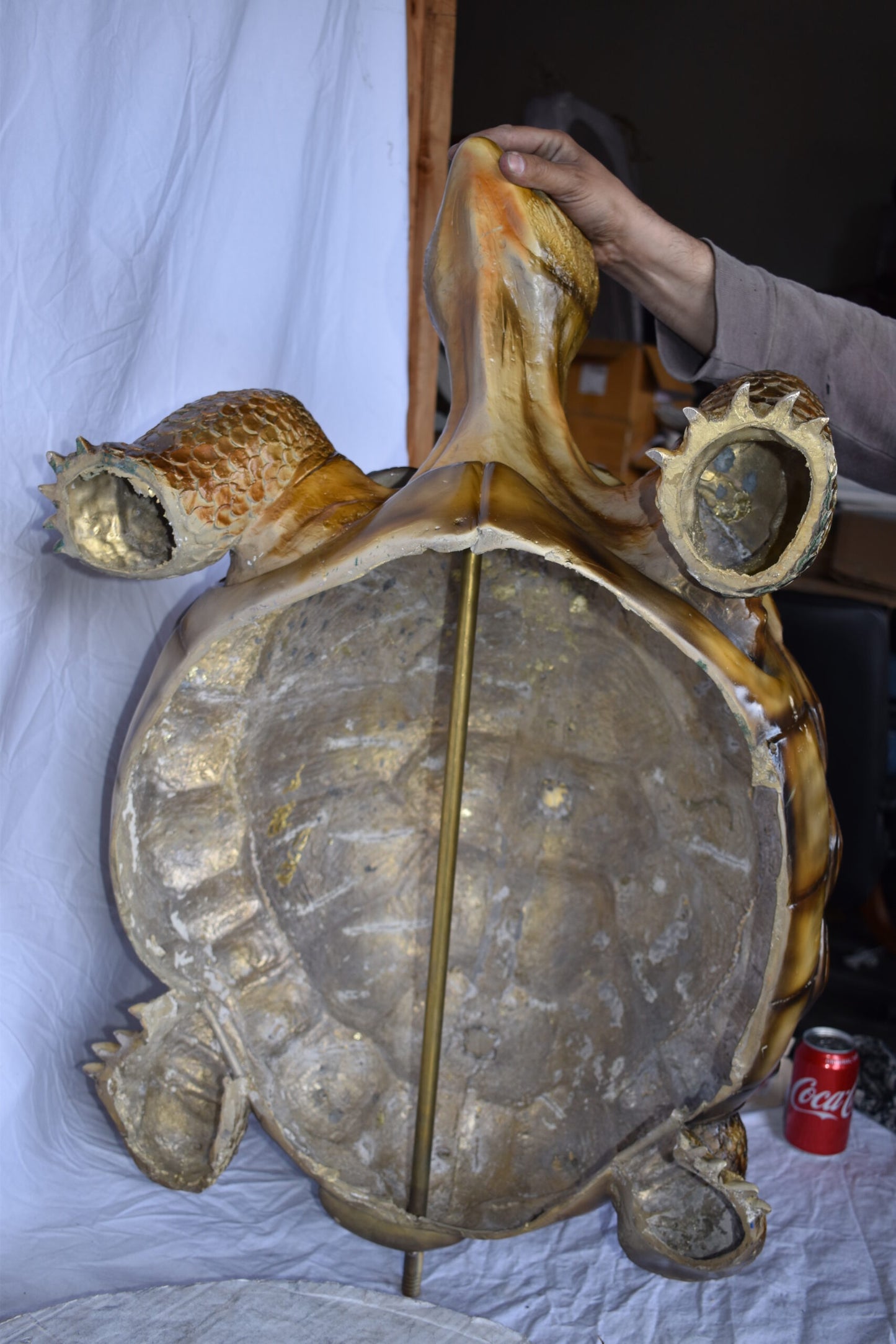 Giant Tortoise Turtle Fountain Light Brown Finish Bronze Statue 24"x 38" x 16"H
