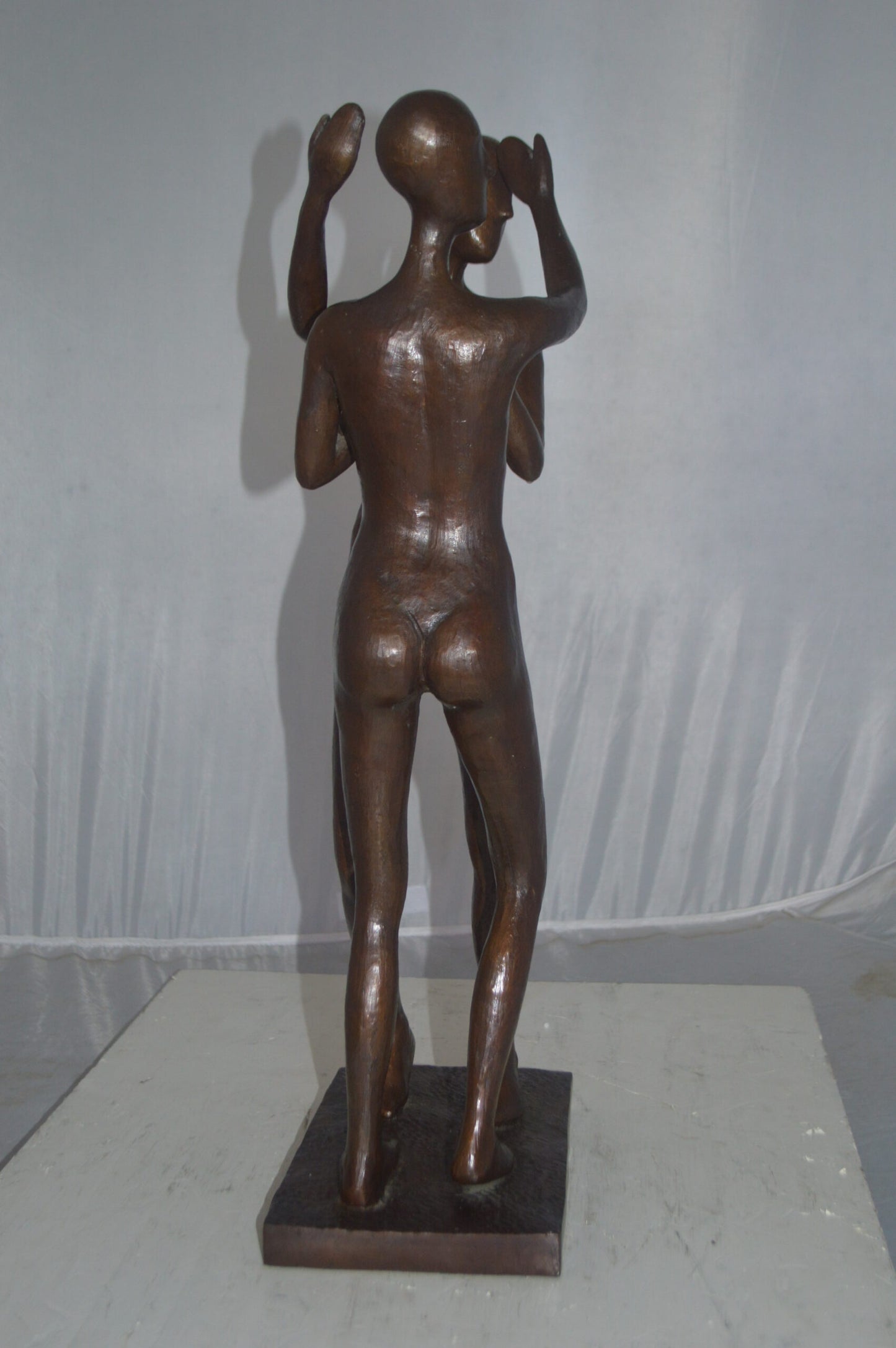 Abstract of two Art Nudes Girls Standing Bronze Statue Size: 9"L x 6"W x 24"H.
