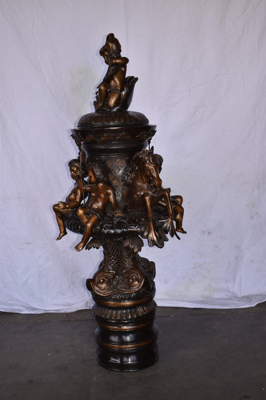 Impressive Large Cupid Fountain Made of Bronze Statue Size: 32" x 28" x 61"H