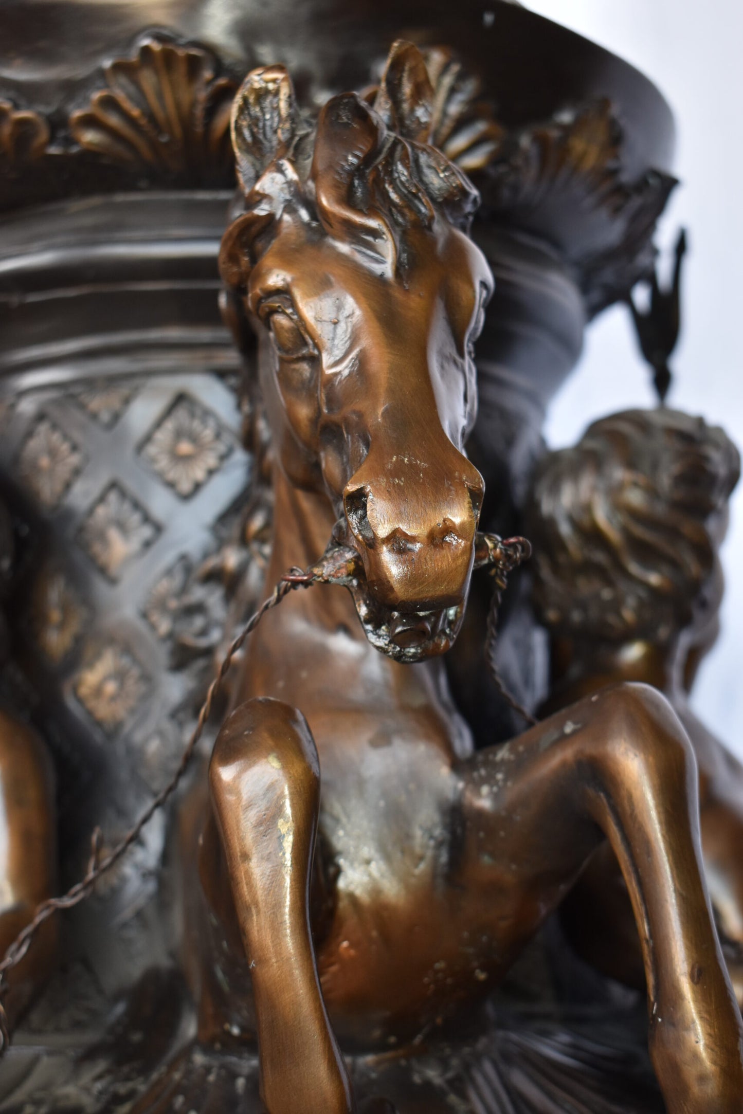 Impressive Large Cupid Fountain Made of Bronze Statue Size: 32" x 28" x 61"H