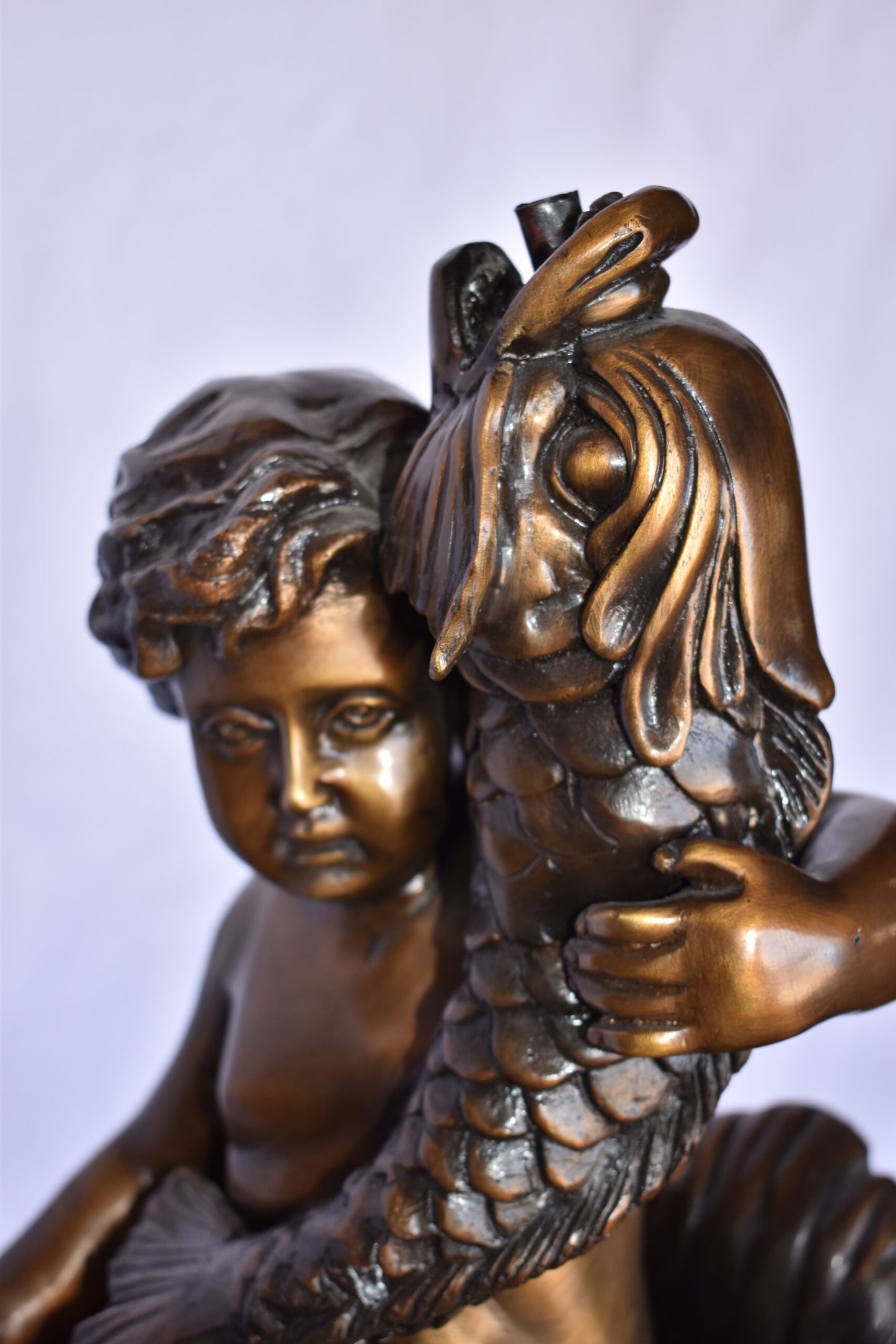 Impressive Large Cupid Fountain Made of Bronze Statue Size: 32" x 28" x 61"H