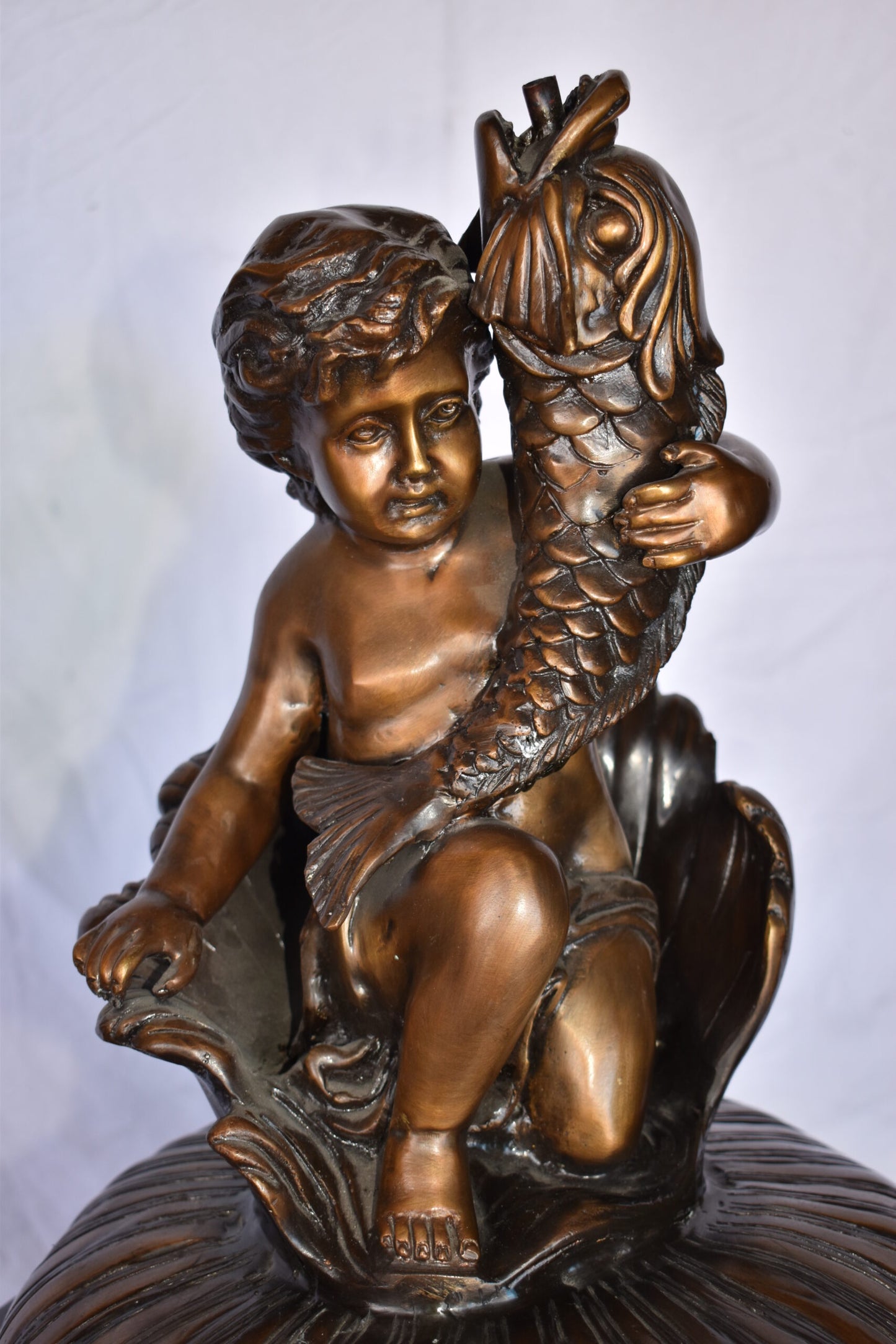 Impressive Large Cupid Fountain Made of Bronze Statue Size: 32" x 28" x 61"H
