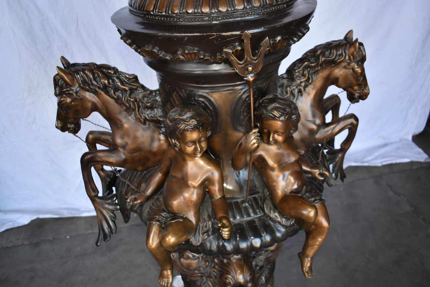 Impressive Large Cupid Fountain Made of Bronze Statue Size: 32" x 28" x 61"H