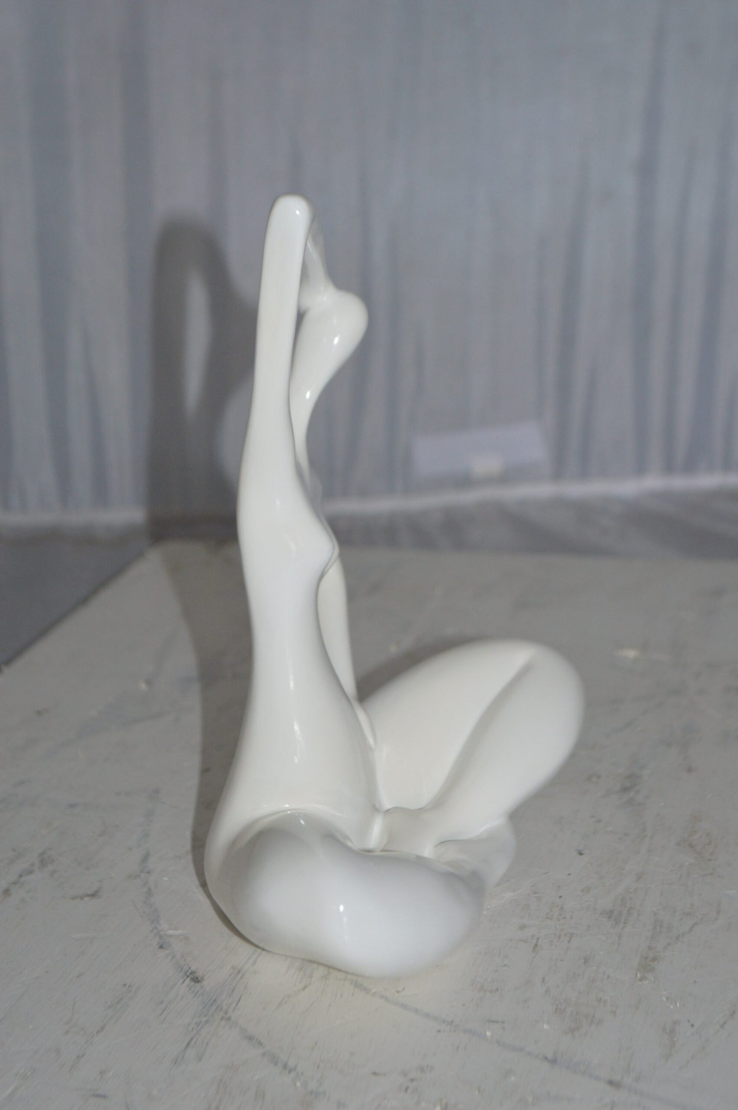 Modern Art Ballet Dancer Sitting White Resin Statue - Size: 9"L x 5"W x 11"H.