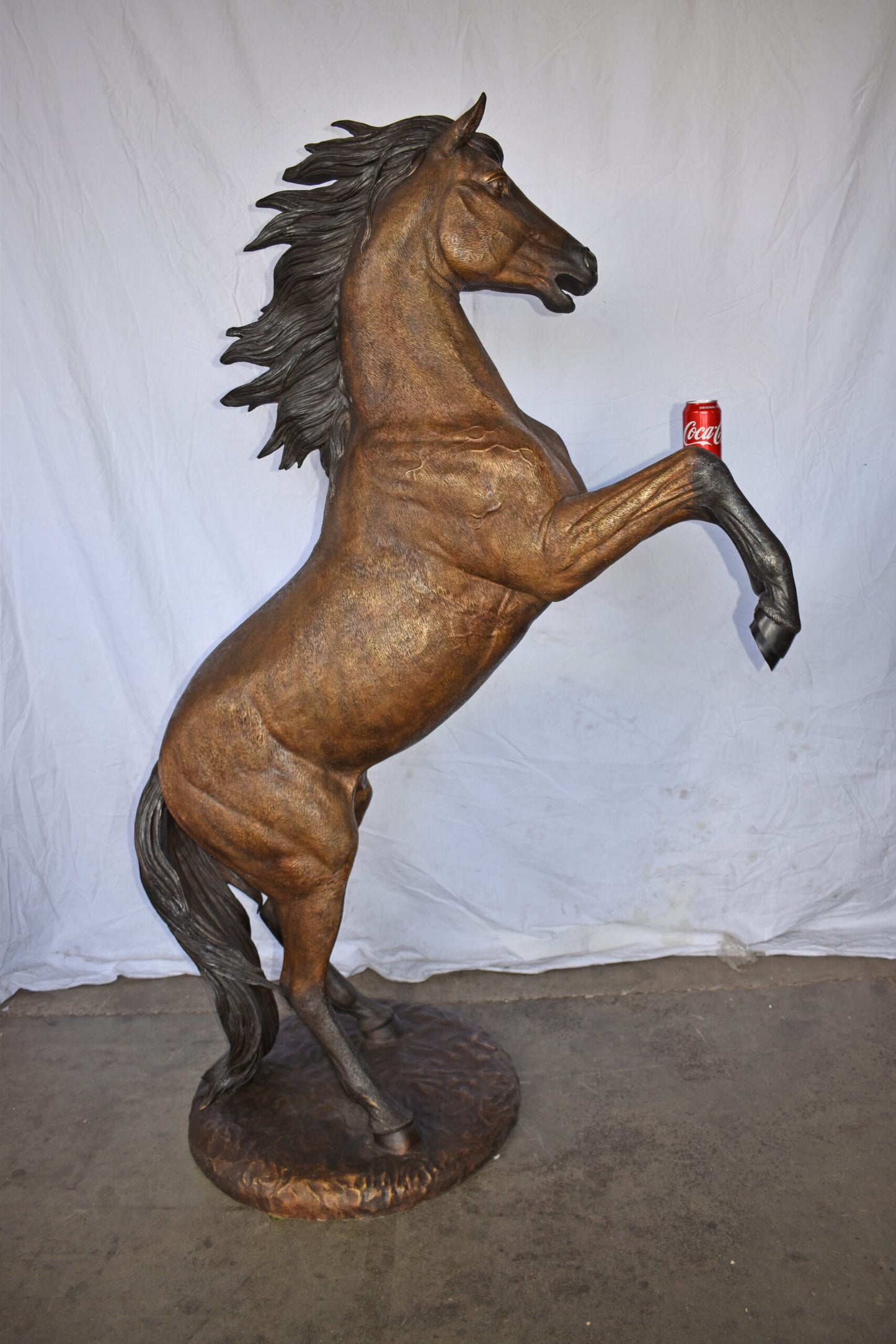 Giant and Incredibly Detailed Rearing Horse Bronze Statue Size: 49" x 27" x 73"H