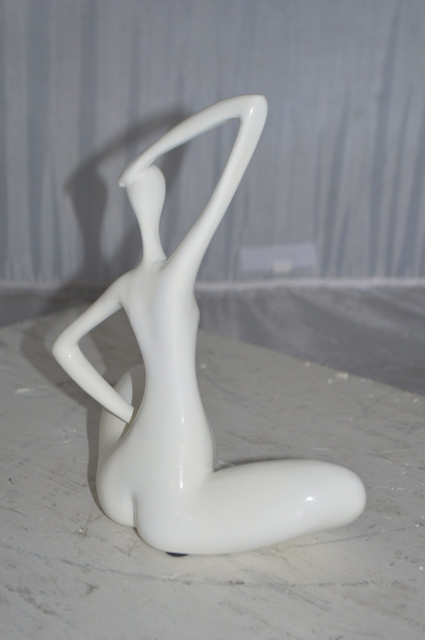 Modern Art Ballet Dancer Sitting White Resin Statue - Size: 9"L x 5"W x 11"H.