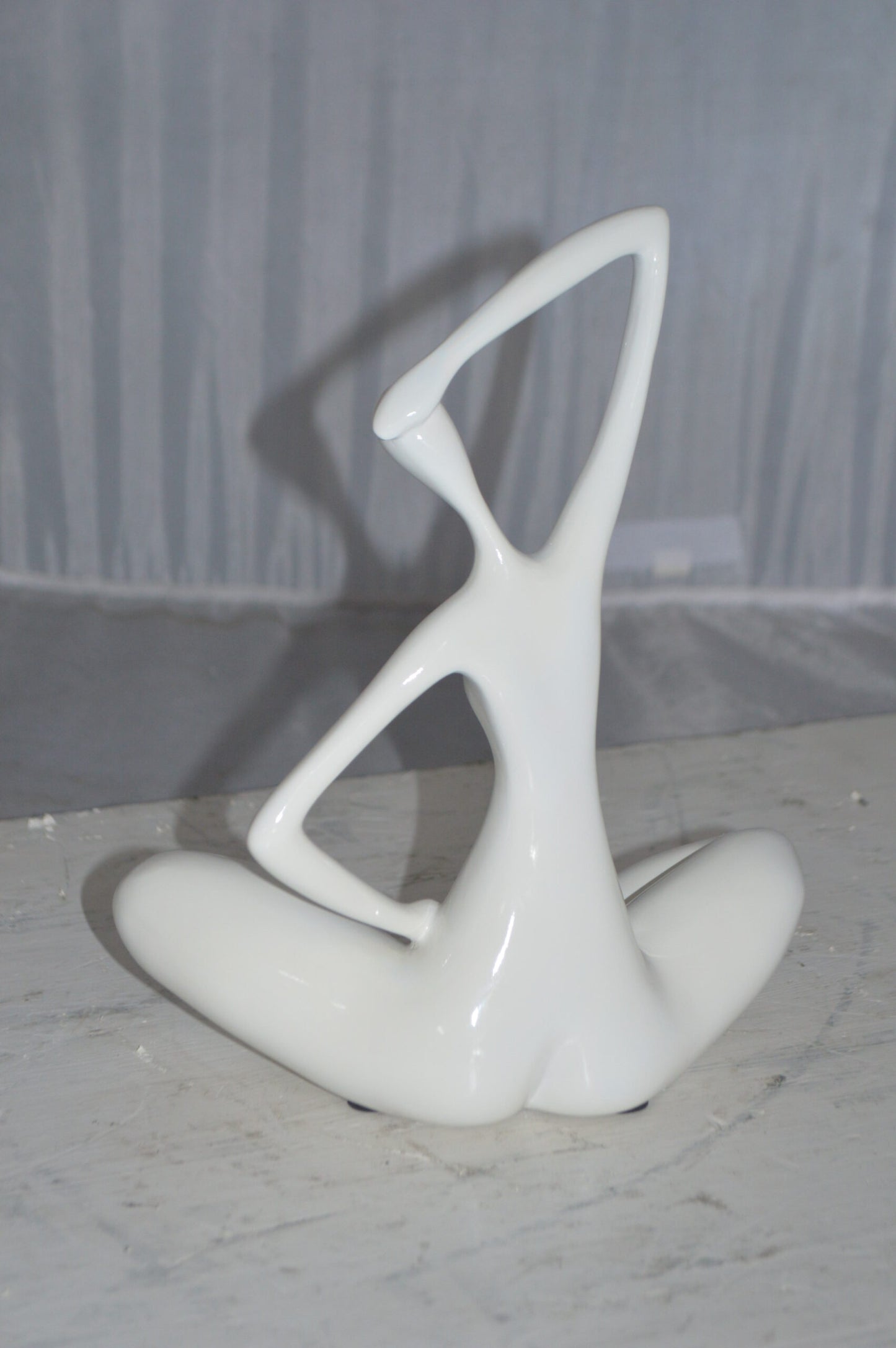 Modern Art Ballet Dancer Sitting White Resin Statue - Size: 9"L x 5"W x 11"H.