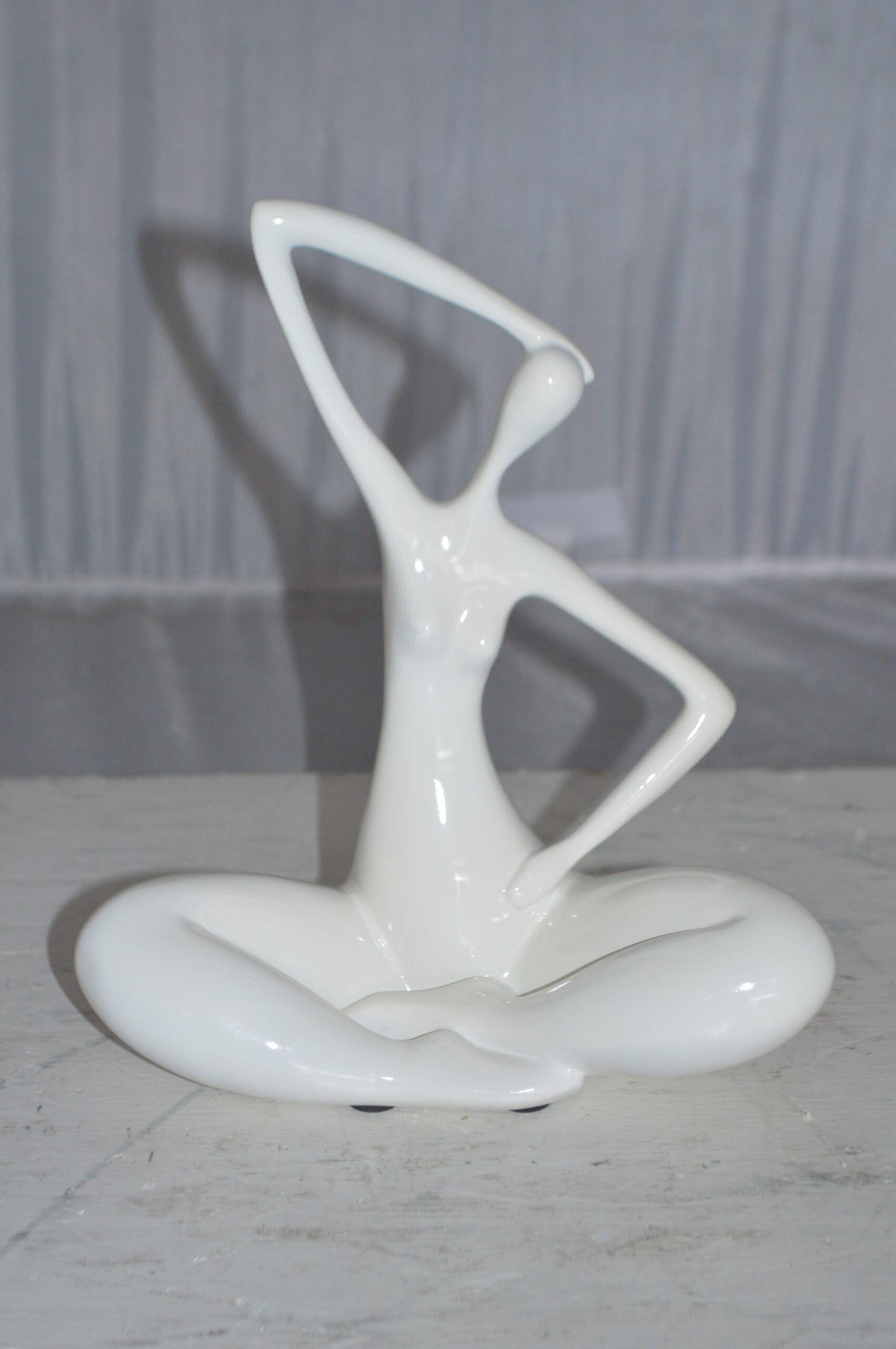 Modern Art Ballet Dancer Sitting White Resin Statue - Size: 9"L x 5"W x 11"H.