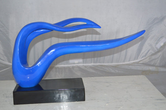 Modern Art Blue Ribbon Resin Statue -  Size: 25"L x 6"W x 13"H.