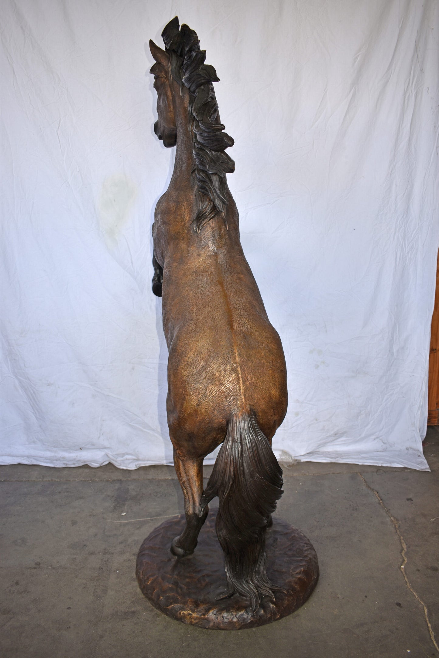 Giant and Incredibly Detailed Rearing Horse Bronze Statue Size: 49" x 27" x 73"H