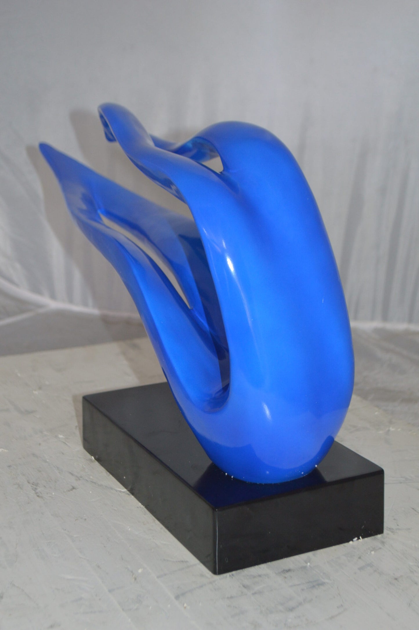 Modern Art Blue Ribbon Resin Statue - Size: 25"L x 6"W x 13"H.