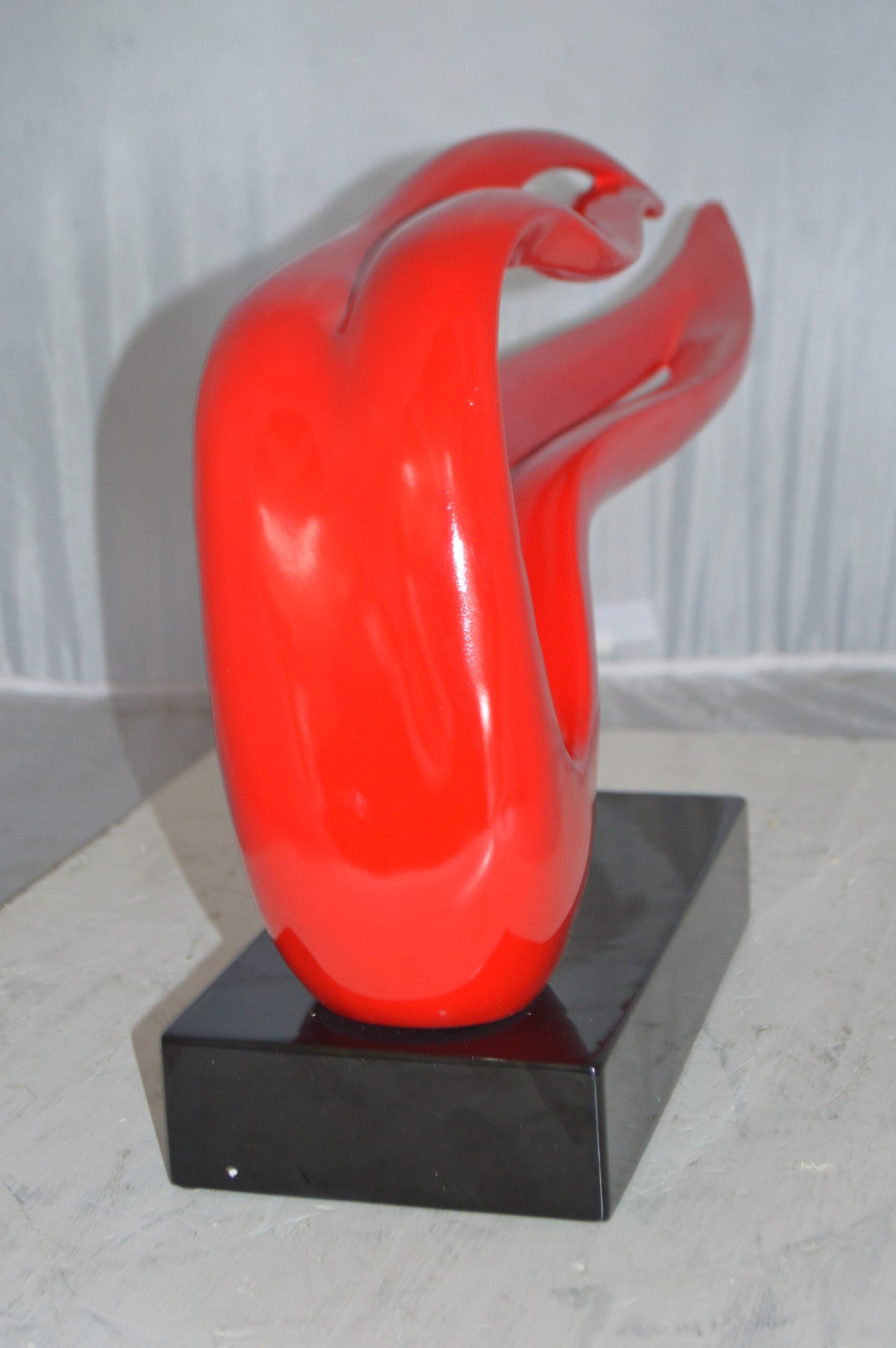 Modern Art Red Ribbon Resin Statue - Size: 25"L x 6"W x 13"H.