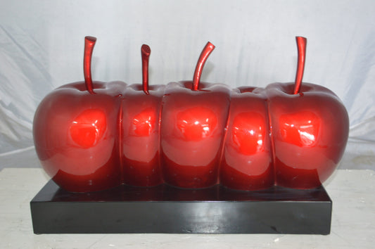 Modern Art Red Apples Resin Statue - Size: 22"L x 8"W x 13"H.