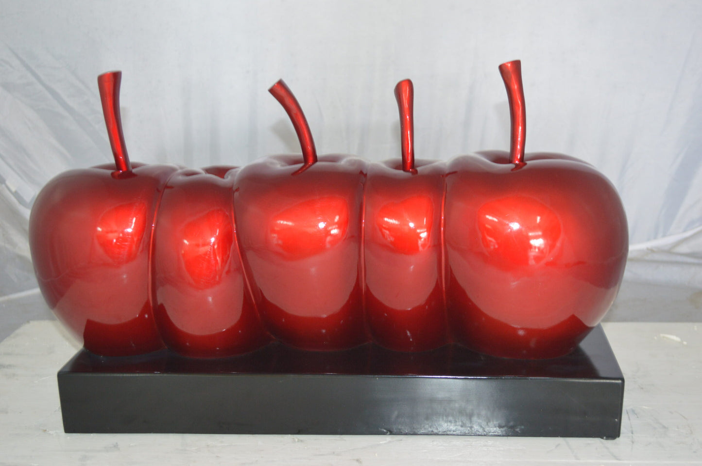 Modern Art Red Apples Resin Statue - Size: 22"L x 8"W x 13"H.