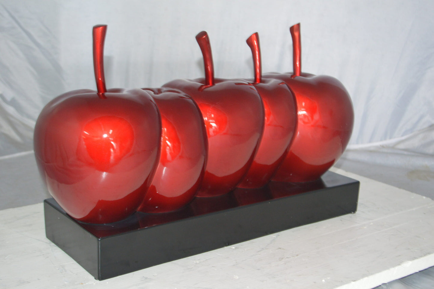 Modern Art Red Apples Resin Statue - Size: 22"L x 8"W x 13"H.
