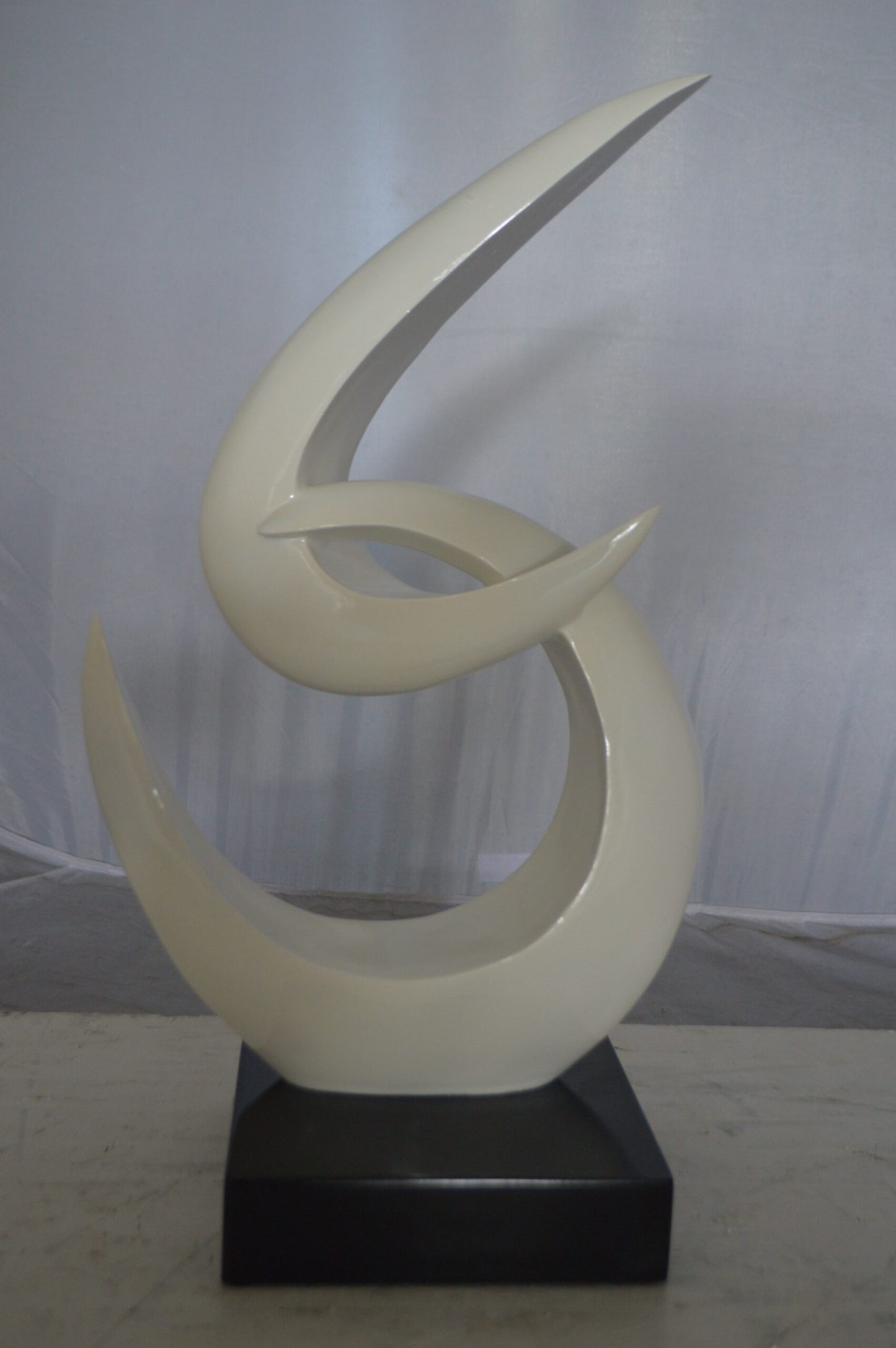 Modern Art White Boomerang Statue made of Resin - Size: 13"L x 8"W x 23"H.
