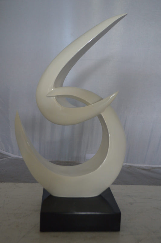 Modern Art White Boomerang Statue made of Resin - Size: 13"L x 8"W x 23"H.