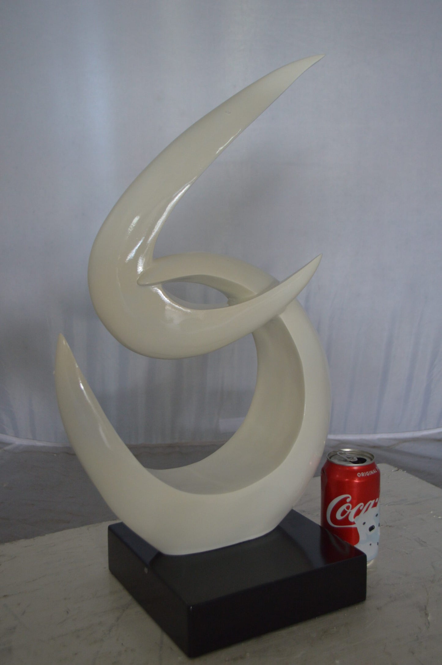 Modern Art White Boomerang Statue made of Resin - Size: 13"L x 8"W x 23"H.