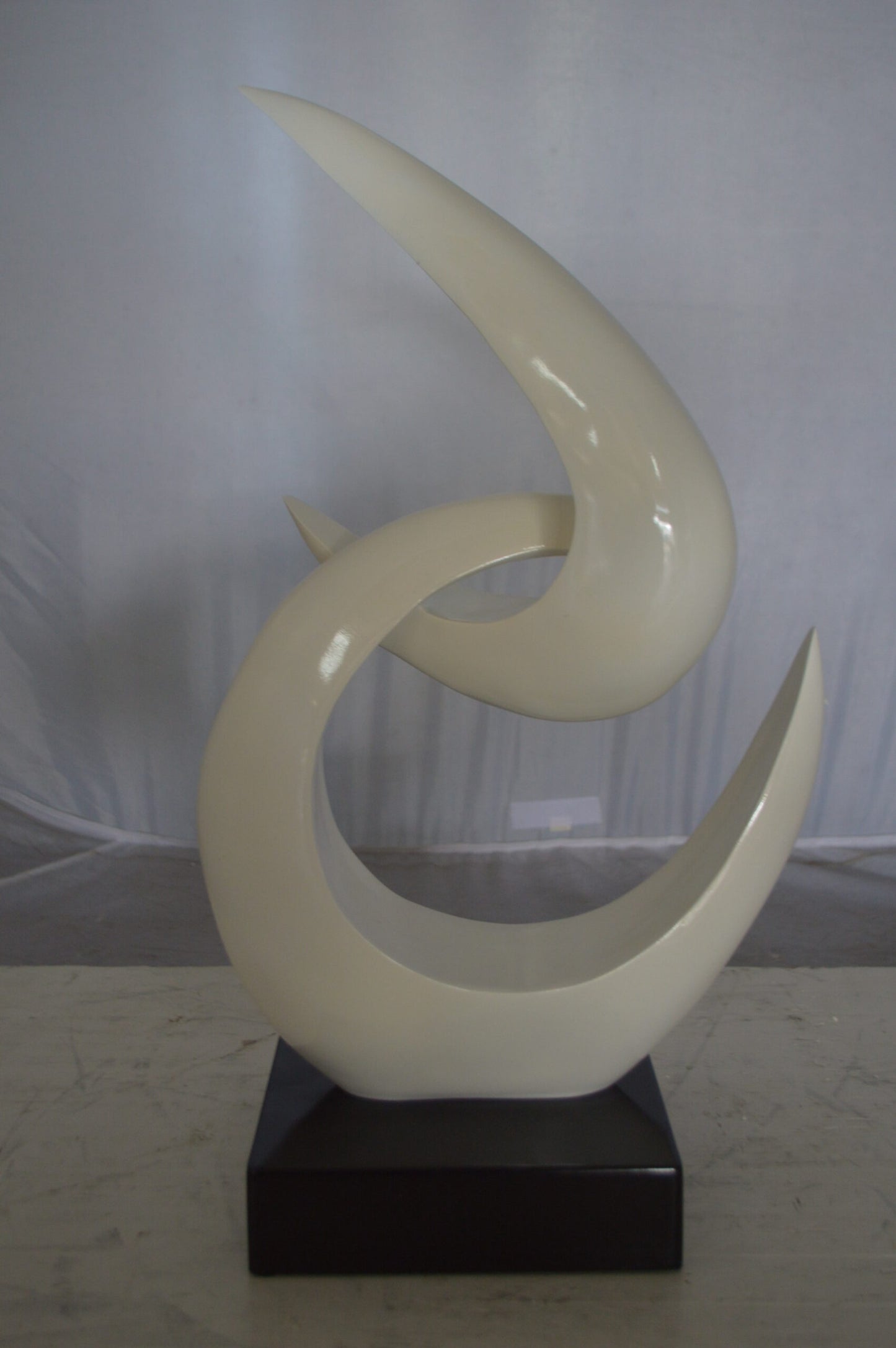 Modern Art White Boomerang Statue made of Resin - Size: 13"L x 8"W x 23"H.
