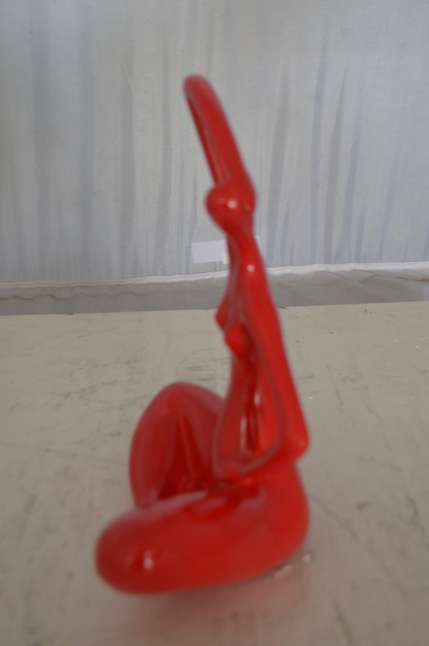 Modern Art Ballet Dancer Sitting Red Resin Statue - Size: 9"L x 5"W x 11"H.