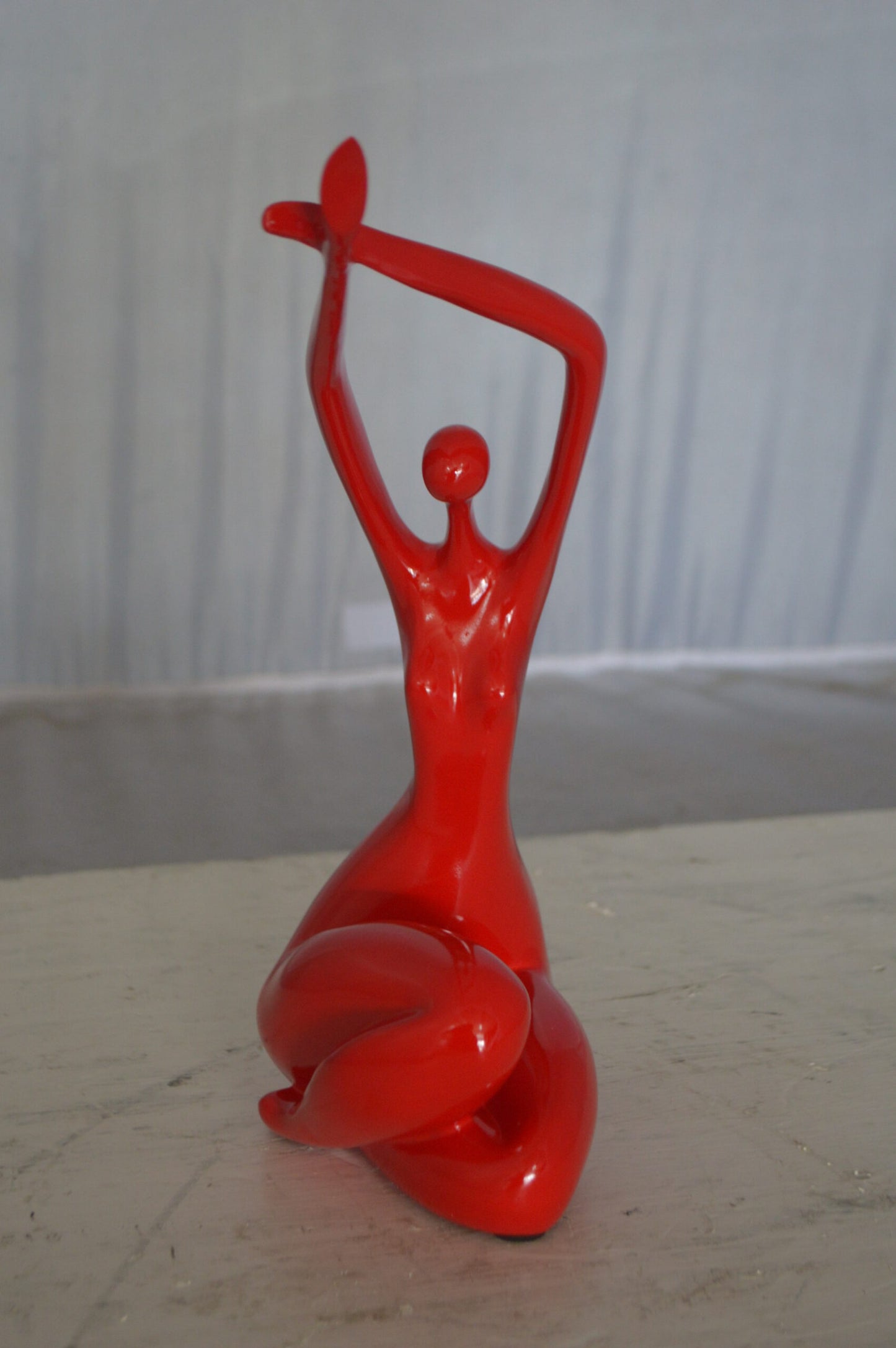 Modern Art Dancer in Action Red Resin Statue - Size: 4"L x 6"W x 13"H.