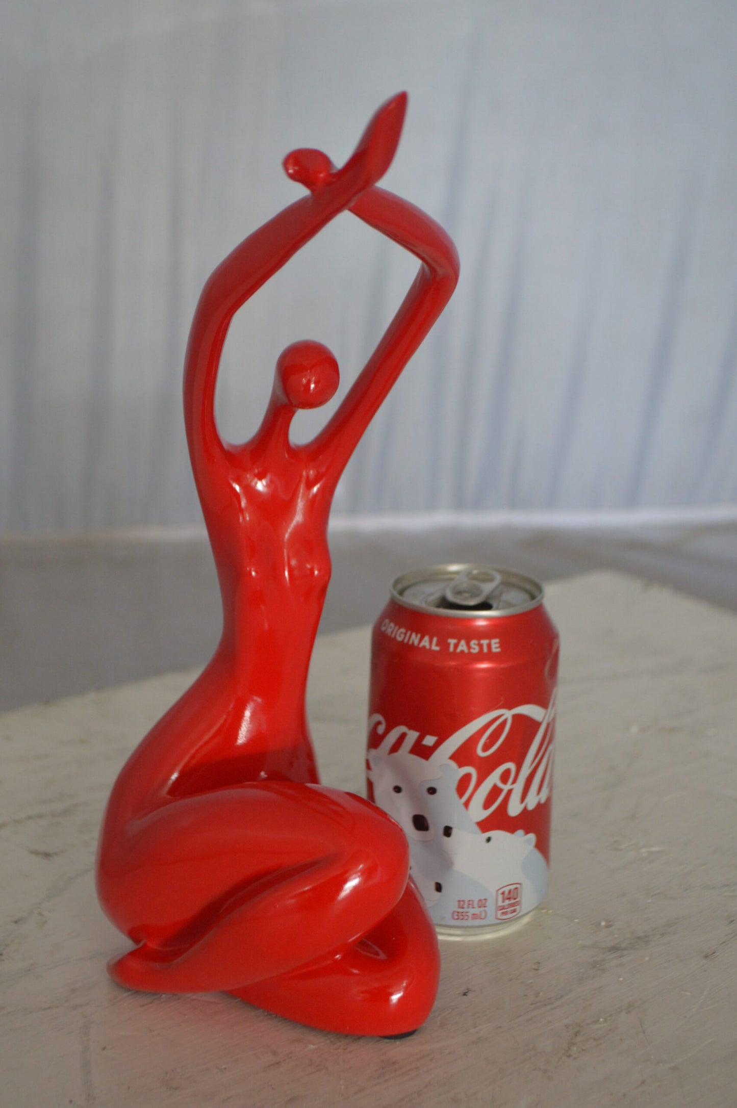 Modern Art Dancer in Action Red Resin Statue - Size: 4"L x 6"W x 13"H.