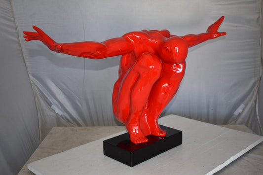 Red Saluting Body Builder Made of Resin Mounted on A Base Size: 37" x 14" x 19"H