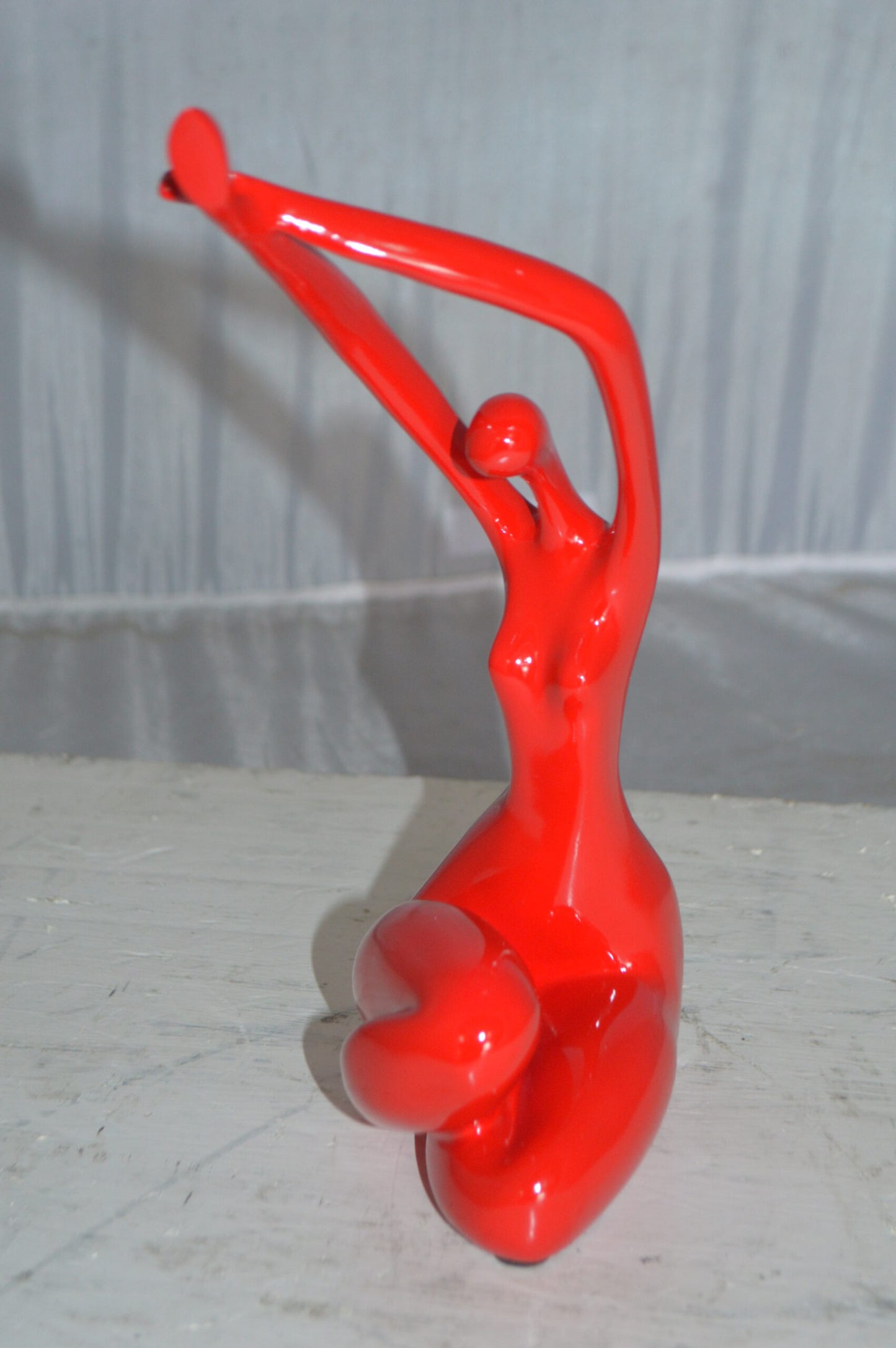 Modern Art Dancer in Action Red Resin Statue - Size: 4"L x 6"W x 13"H.