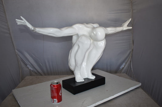 White Saluting Body Builder Made of Resin Mounted on Base Size: 37" x 14" x 19"H