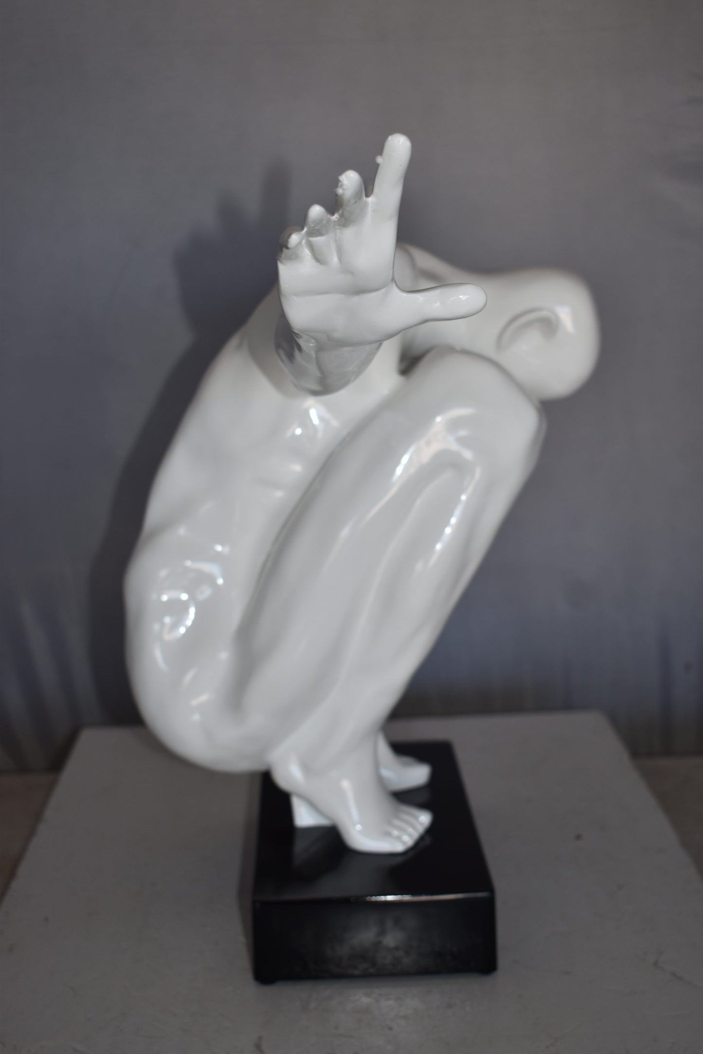White Saluting Body Builder Made of Resin Mounted on Base Size: 37" x 14" x 19"H