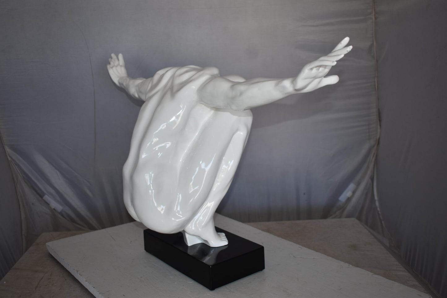 White Saluting Body Builder Made of Resin Mounted on Base Size: 37" x 14" x 19"H