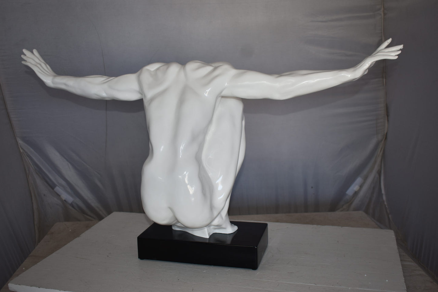 White Saluting Body Builder Made of Resin Mounted on Base Size: 37" x 14" x 19"H