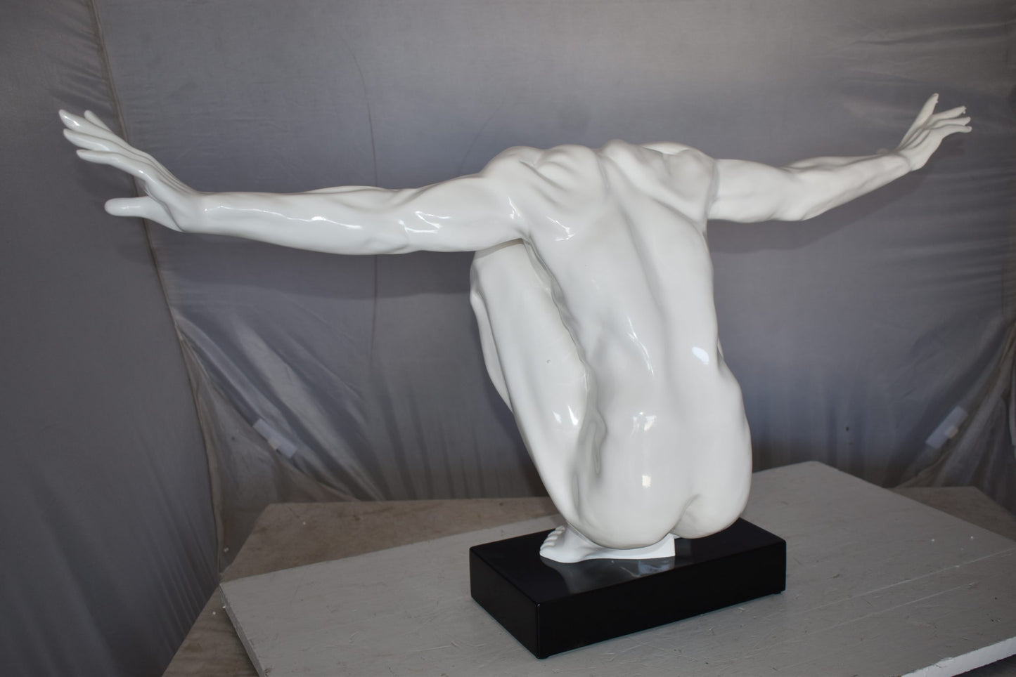 White Saluting Body Builder Made of Resin Mounted on Base Size: 37" x 14" x 19"H
