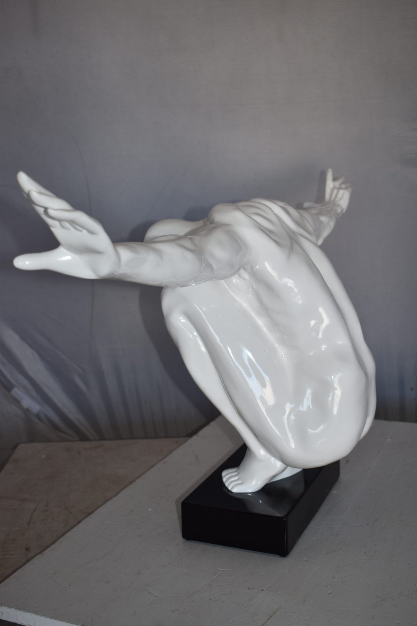 White Saluting Body Builder Made of Resin Mounted on Base Size: 37" x 14" x 19"H