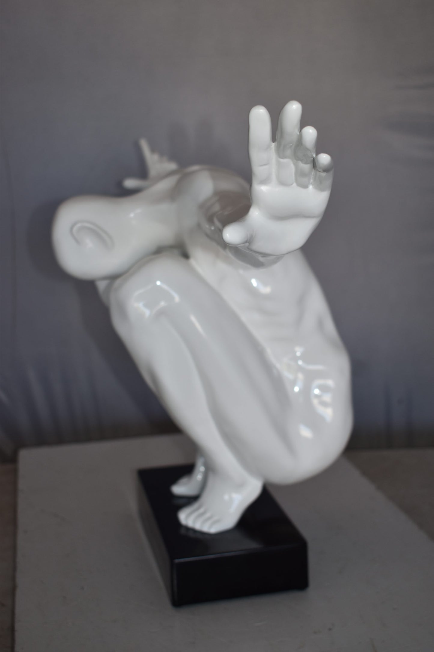 White Saluting Body Builder Made of Resin Mounted on Base Size: 37" x 14" x 19"H