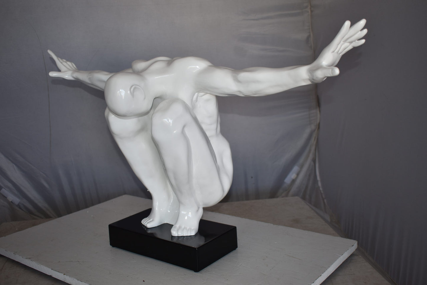 White Saluting Body Builder Made of Resin Mounted on Base Size: 37" x 14" x 19"H