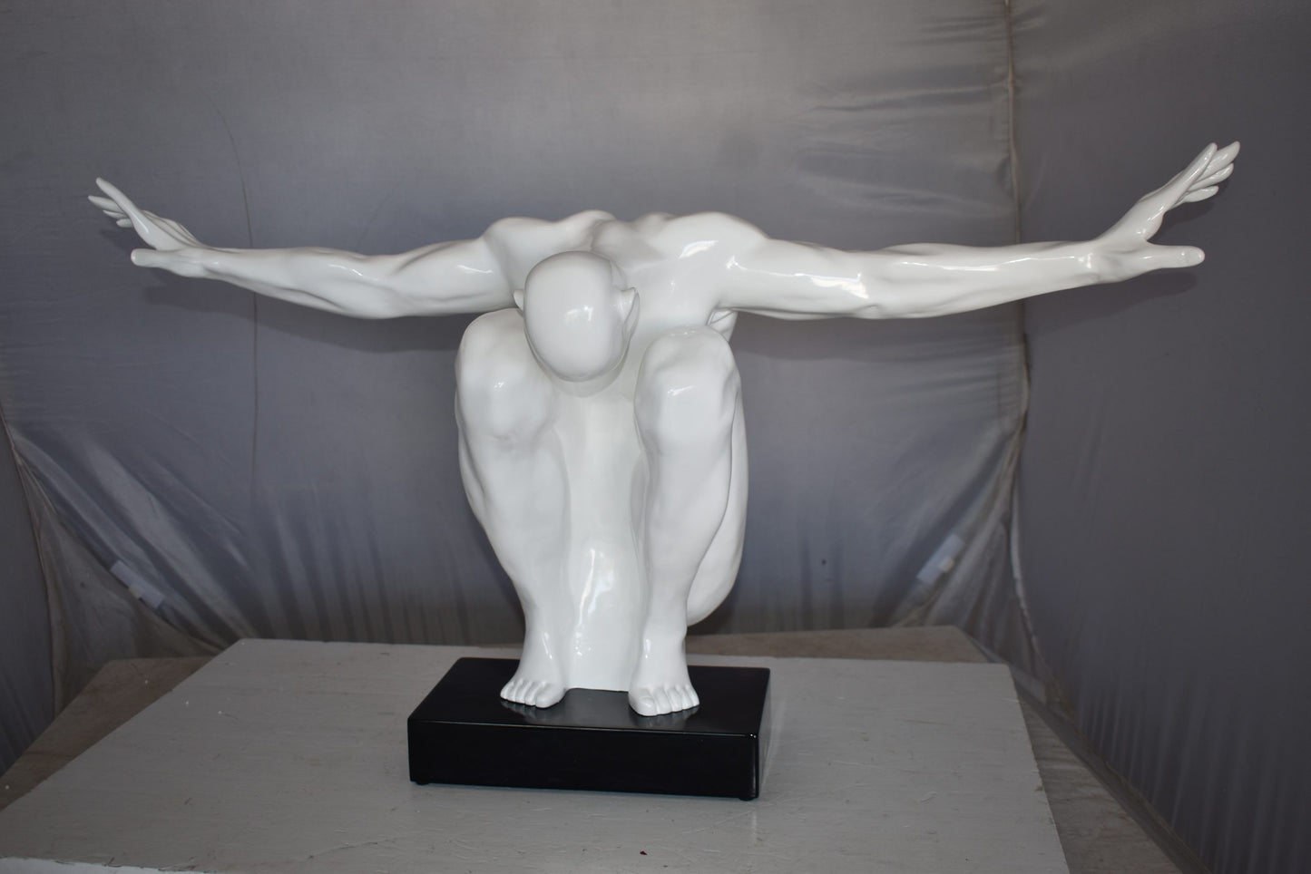 White Saluting Body Builder Made of Resin Mounted on Base Size: 37" x 14" x 19"H
